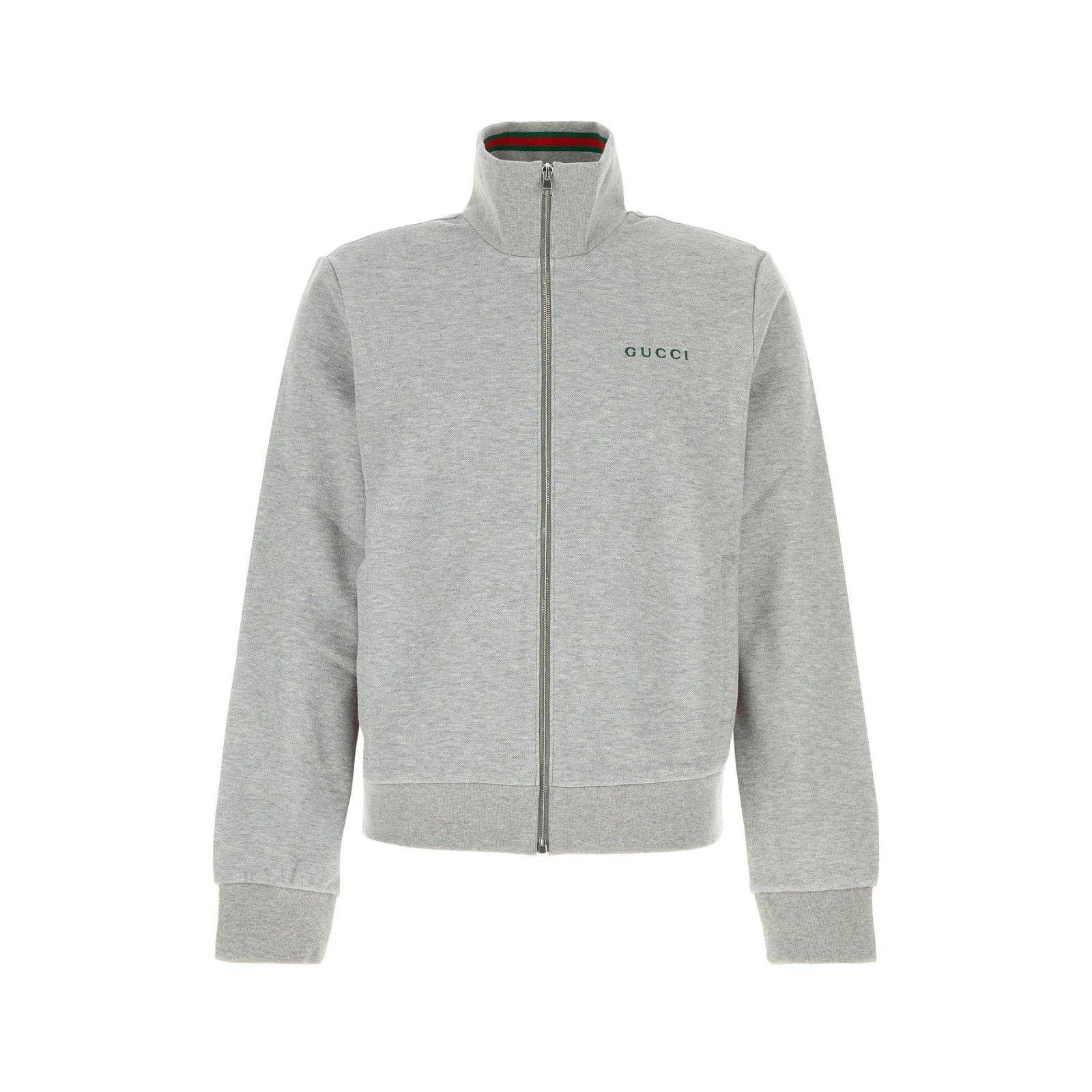 GUCCI Gray Stretch Cotton Blend Sweatshirt New And Authentic