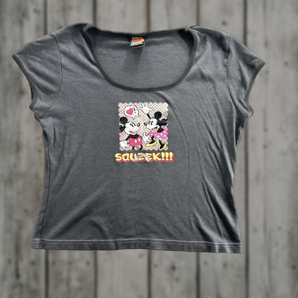 Disney VINTAGE Mickey Unlimited Disney Shirt Womens Small Gray 90s Minnie SQUEEK Graphic Short Sleeve Size S / US 4 / IT 40 - 1 Thumbnail