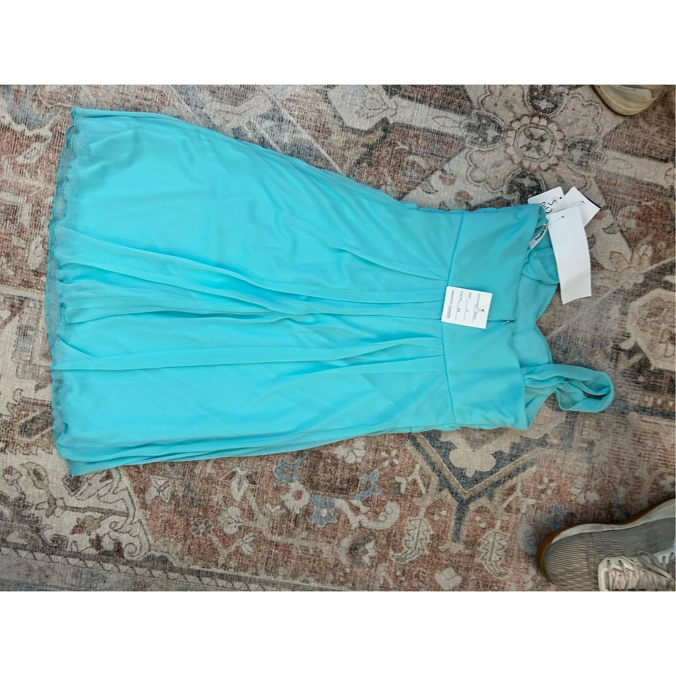 BREDA David's Bridal NWT Chiffon Light Teal Ruffle Short Dress - G Size XL / US 12-14 / IT 48-50 - 8 Thumbnail