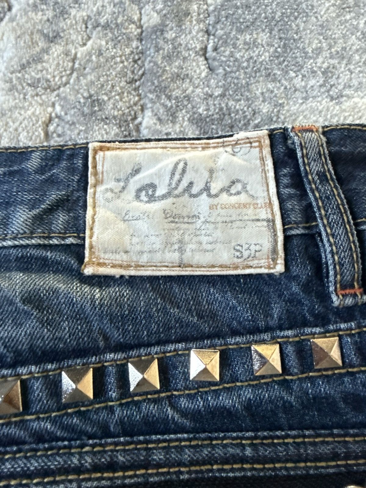 If Six Was Nine 2000s Lolita Japan Studded Pyramid Whiskers Flared Jeans Size US 30 / EU 46 - 22 Thumbnail