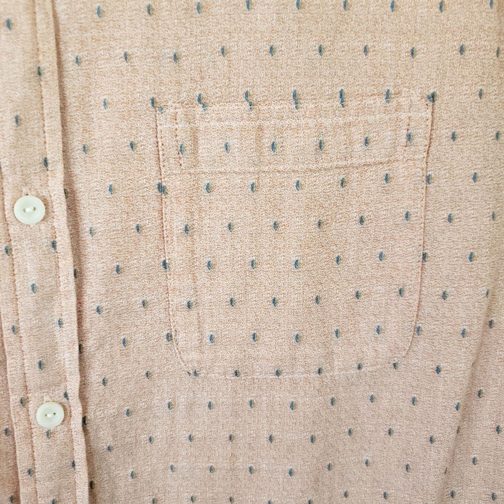 J Brand The Normal Brand Men's L Peach Pink Geometric Short Sleeve Button Up Cotton Shirt Size US L / EU 52-54 / 3 - 5 Thumbnail