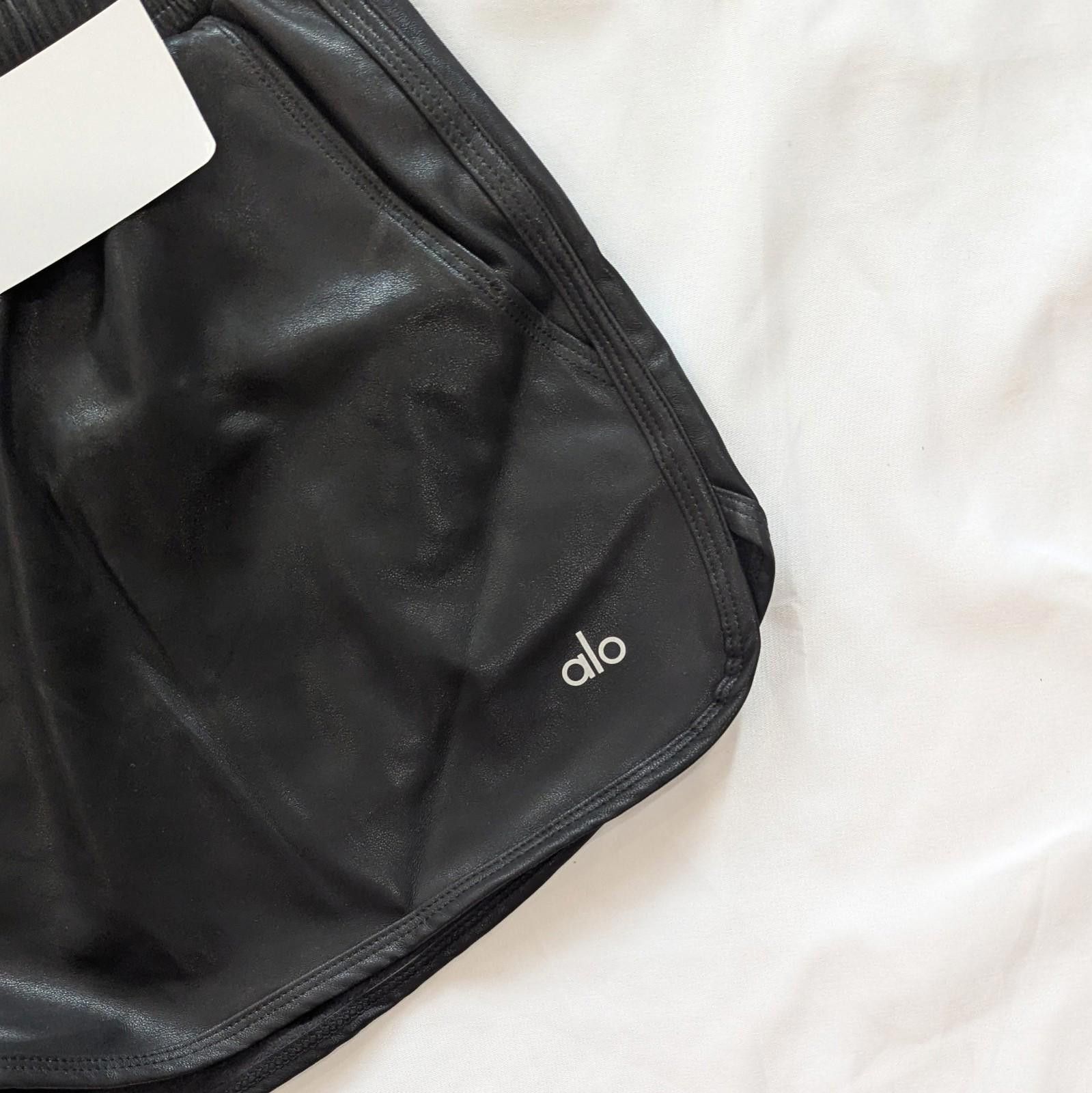 Alo Alo Yoga Faux Leather Power Hour Shorts Size Large Black NWT Size 36" / US 14 / IT 50 - 4 Thumbnail