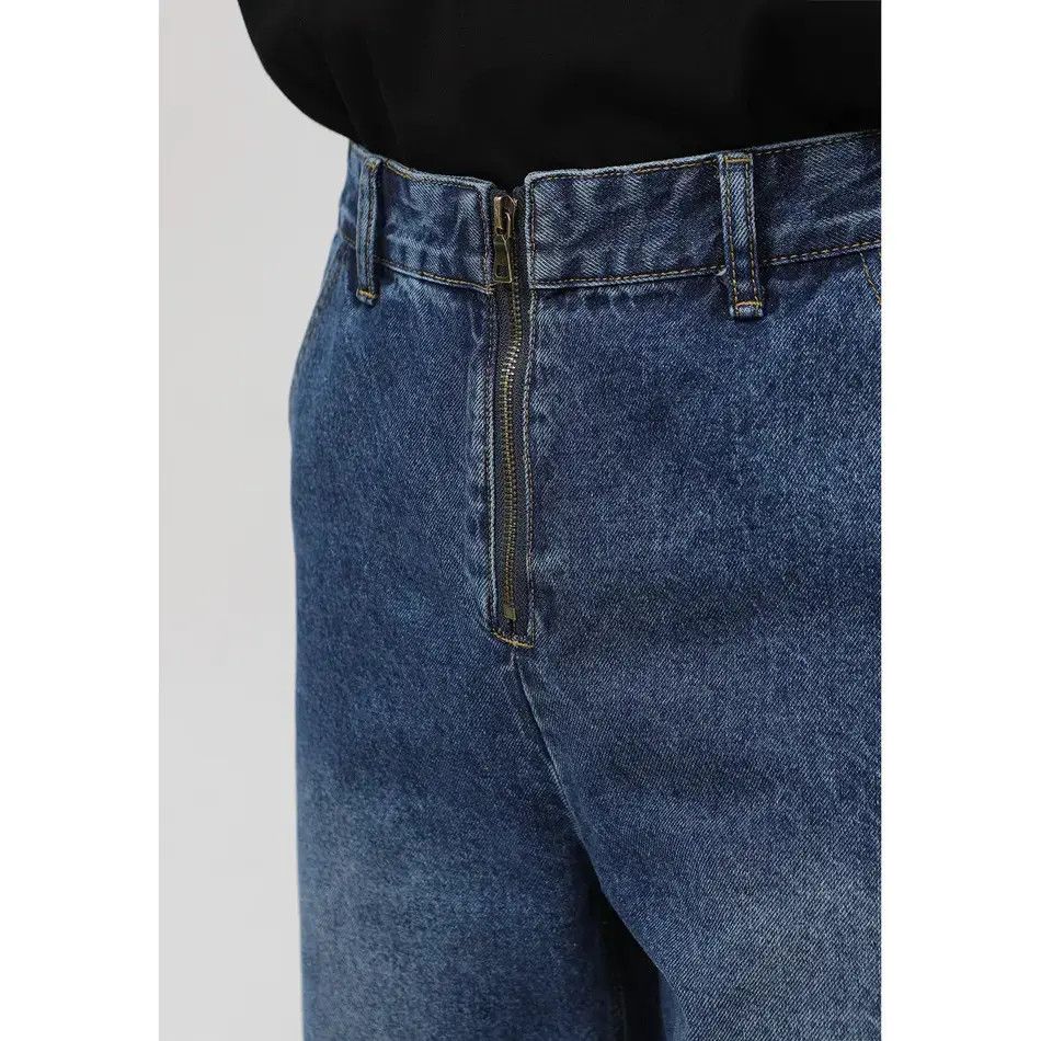Japanese Brand Retro loose straight leg high street zipper jeans Size US 32 / EU 48 - 2 Thumbnail