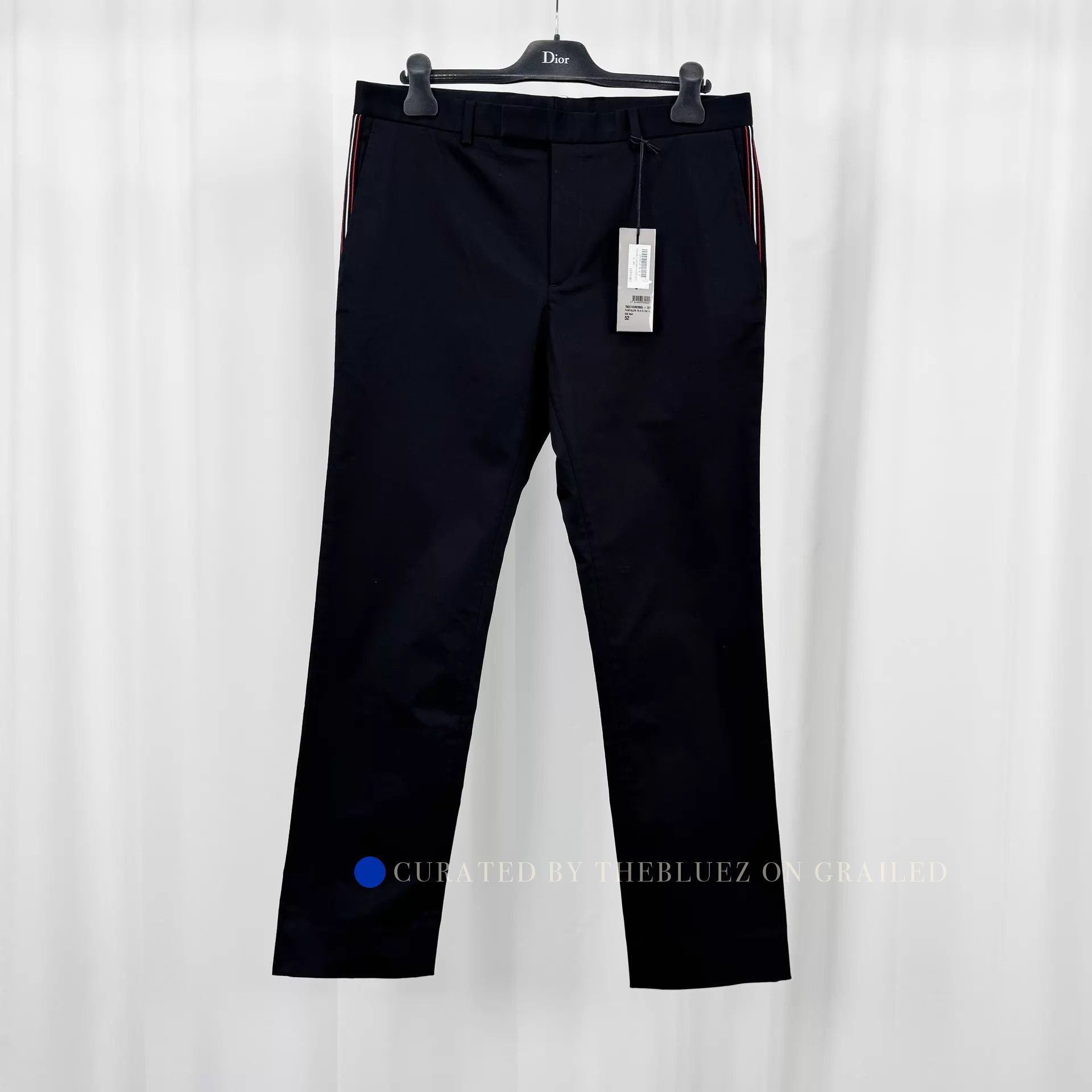 Dior Stylish Black Casual Pants with Embroidered Stripes Size US 36 / EU 52 - 1 Thumbnail