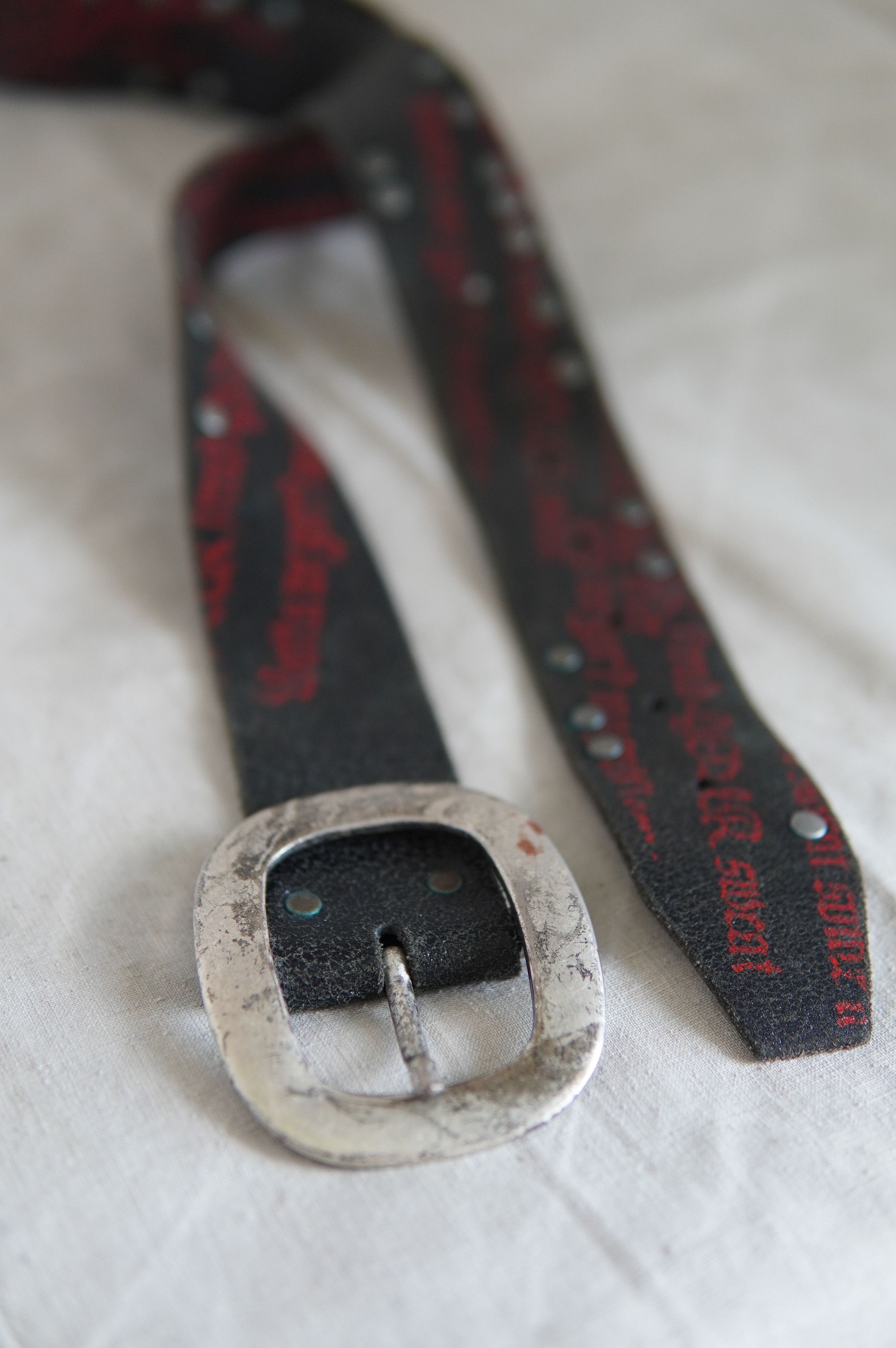 Vintage Vintage Heavy Leather Printed Belt Size ONE SIZE - 4 Thumbnail
