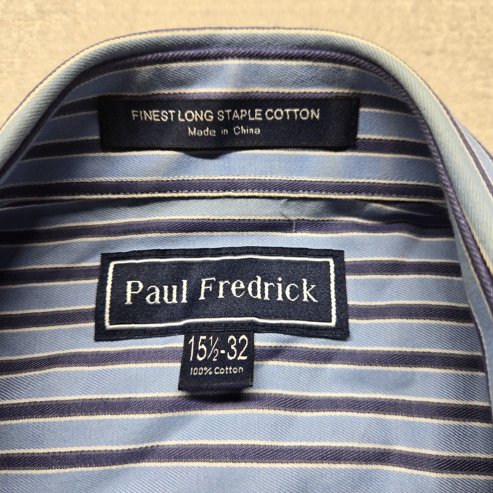 Vintage Paul Fredrick Men's Blue Check Long Sleeve Button-Up Shirt Size 15.5 Cotton Business Casual Formal Size US M / EU 48-50 / 2 - 3 Thumbnail