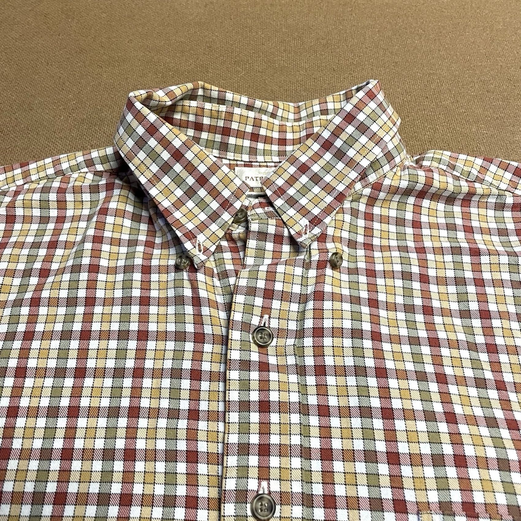 Vintage Patrick James Plaid Button Down Adult Large Beige Gingham Pocket Longsleeve Mens Shirt Beige 90s Retro USA Mens Size US L / EU 52-54 / 3 - 4 Thumbnail