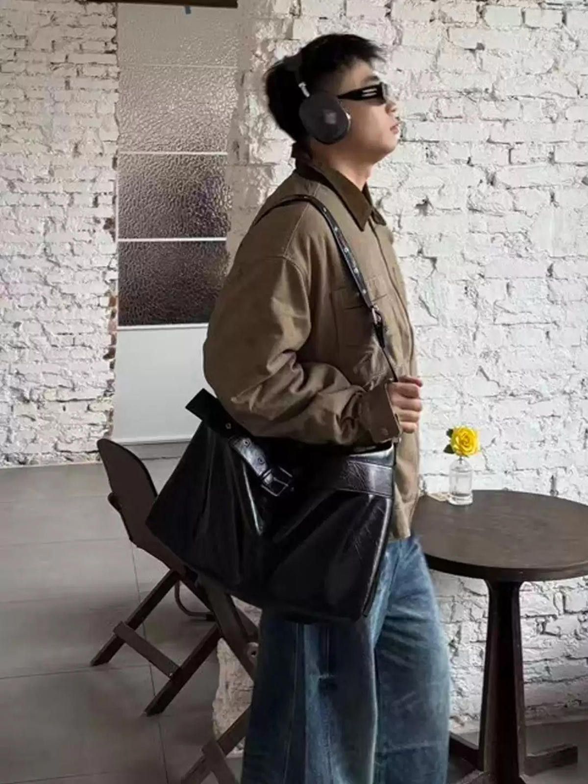 Leather Vintage Harajuku Shoulder Bag | PU Leather Size ONE SIZE - 4 Thumbnail