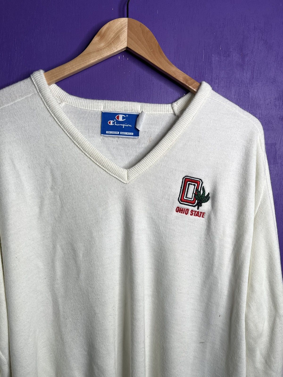 Champion × Vintage Vintage 90s Champion Ohio state v-neck sweater Size US XXL / EU 58 / 5 - 3 Thumbnail