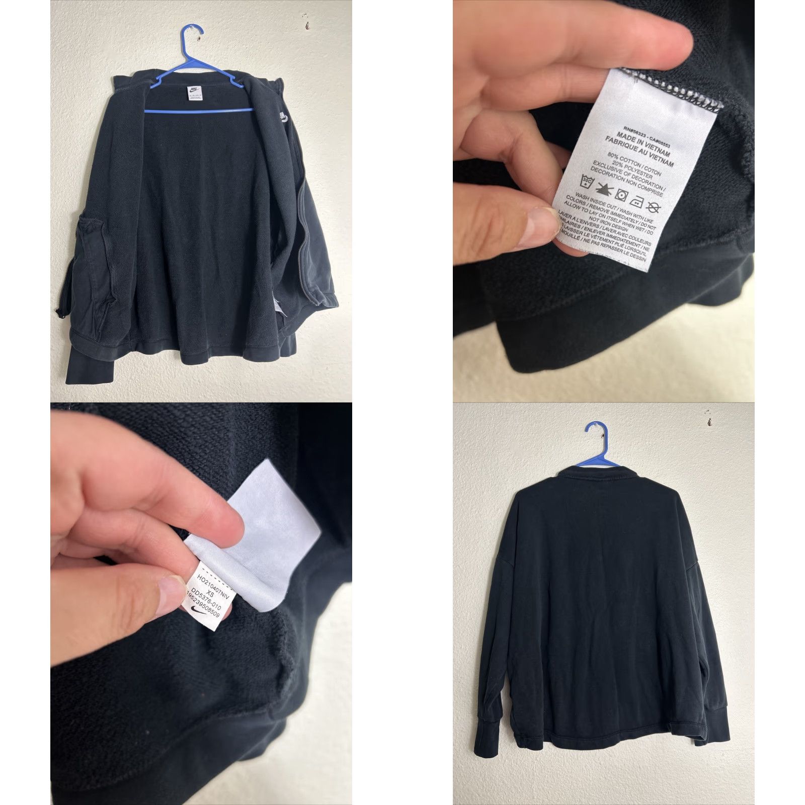 Nike Nike Sportswear Jacket Womens XS Black Full Zip Pockets Solid 90s Modern Sports Running Casual Short Mid-Length Size XS / US 0-2 / IT 36-38 - 8 Thumbnail