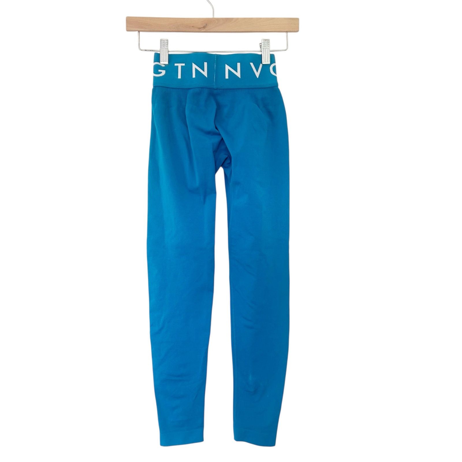 Other NVGTN Teal Seamless Leggings Spell Out Band Sz S Size 27" / US 4 / IT 40 - 3 Thumbnail