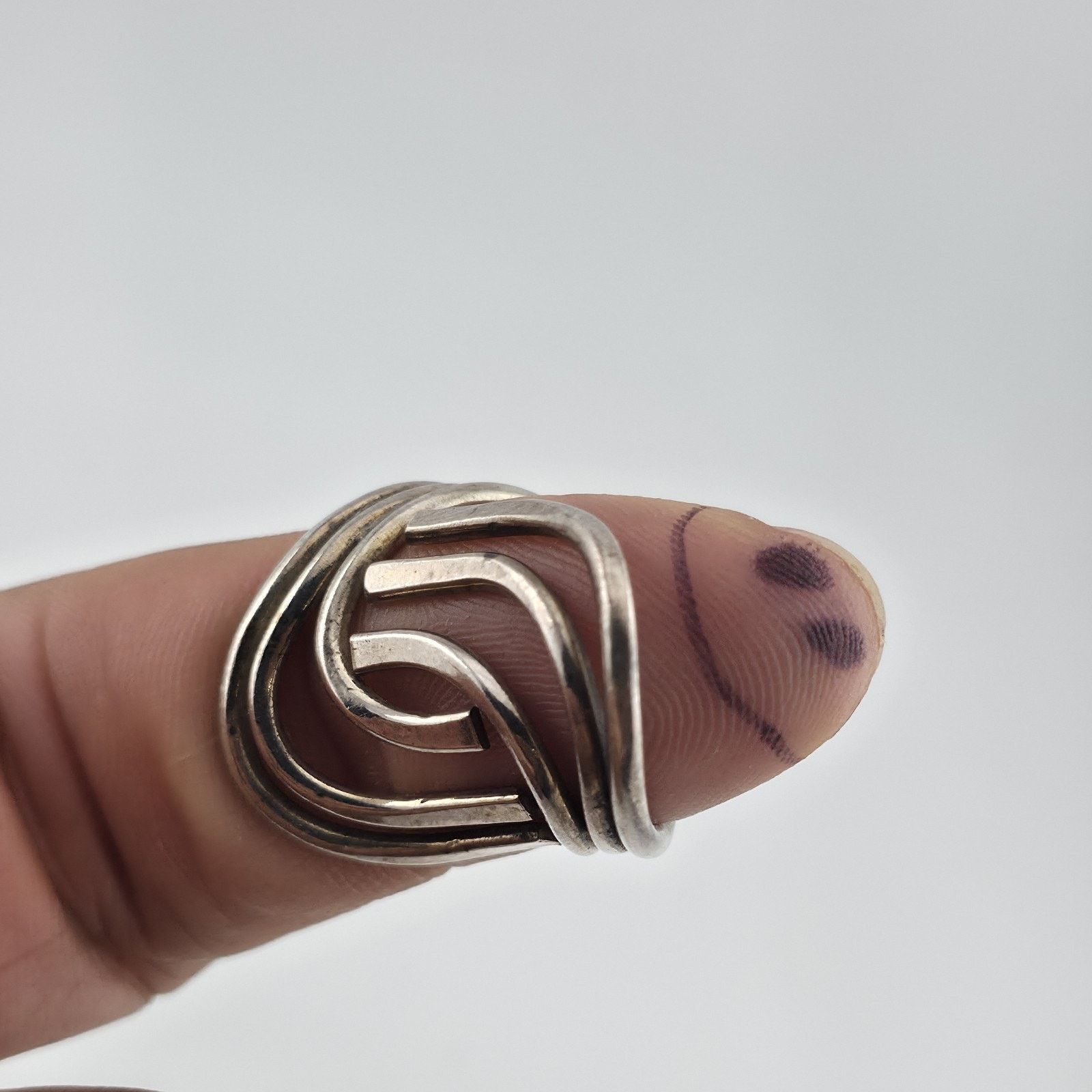 Other Vintage Sterling Silver Modernist Swirl Ring 7.5 Abstract Size ONE SIZE - 1 Thumbnail