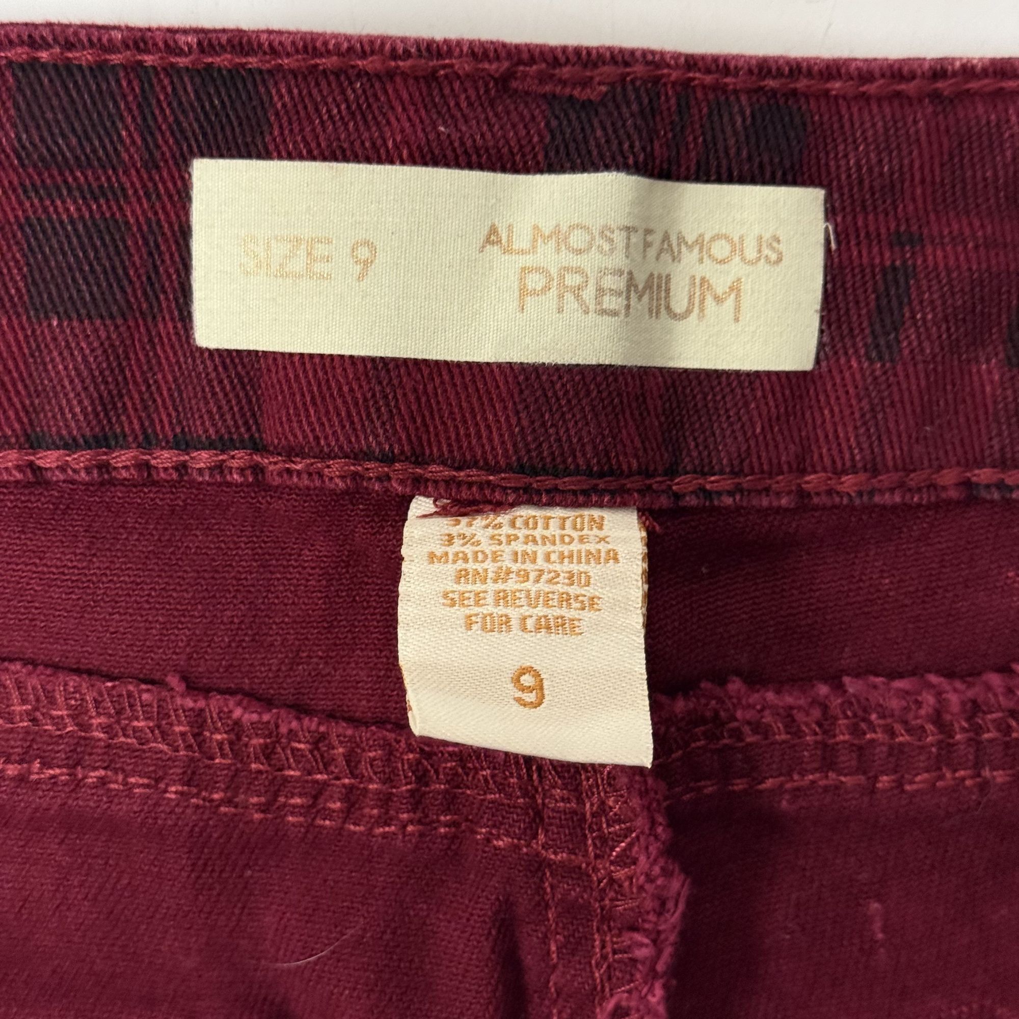 Almost Famous Vtg Almost Famous Stretchy Maroon Black CHECKER Grunge Jeans Size 32" / US 10 / IT 46 - 4 Thumbnail