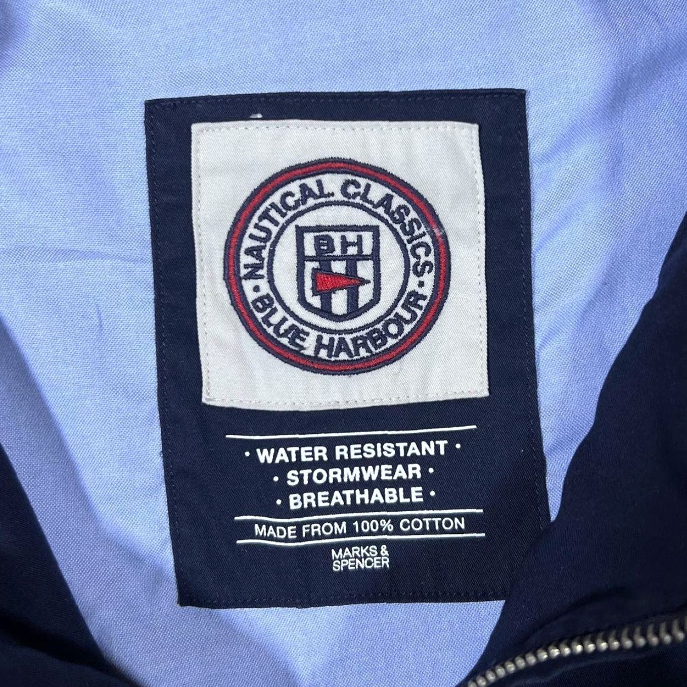 Marks & Spencer Marks & Spencer Blue Harbour Water Resistant Stormwear Cotton Bomber Jacket L Mens Size US L / EU 52-54 / 3 - 4 Thumbnail