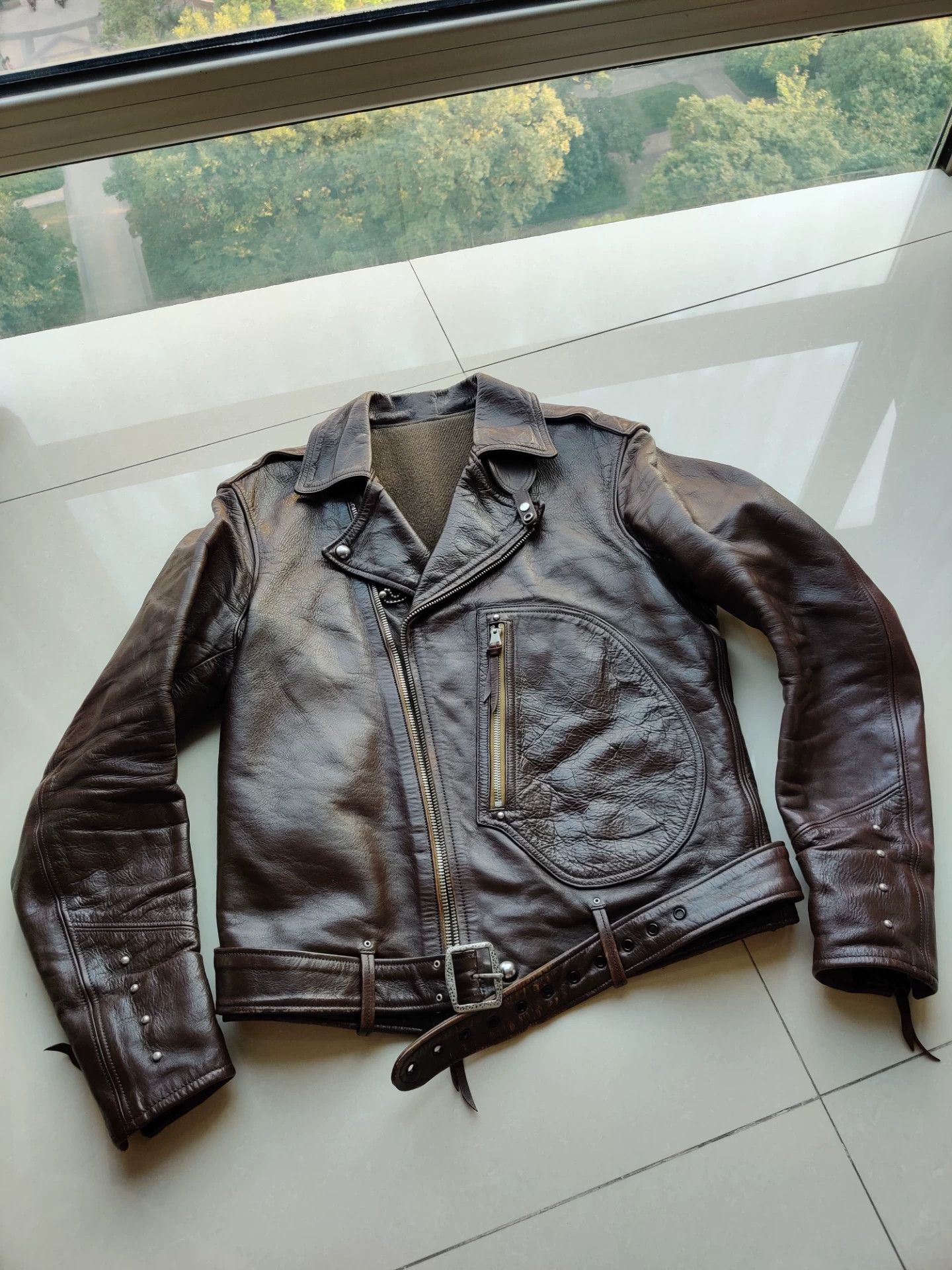 Freewheelers stylish brown leather biker jacket Size US M / EU 48-50 / 2 - 1 Thumbnail