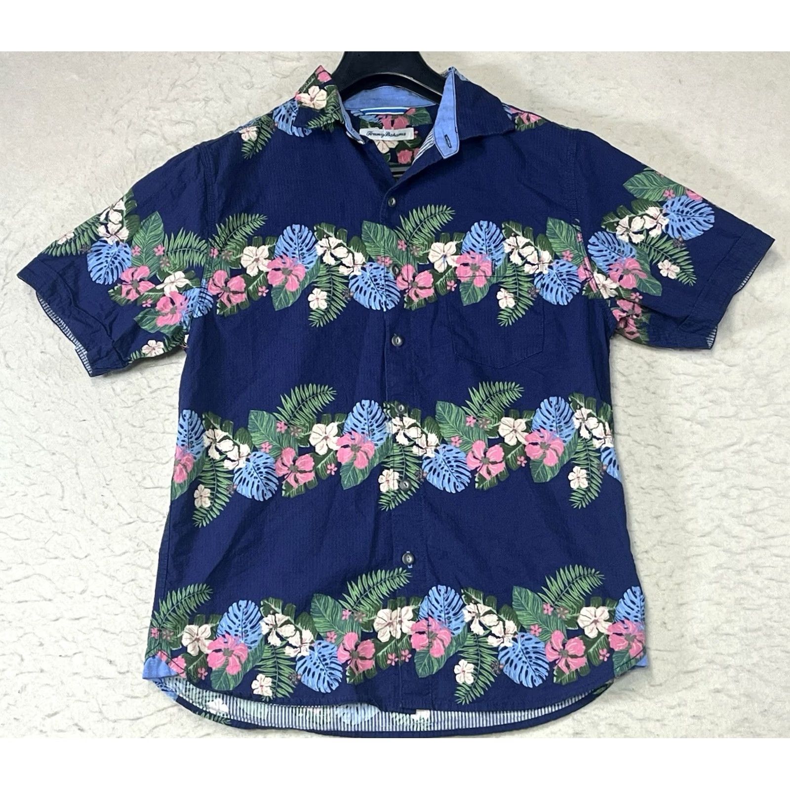 Tommy Bahama Tommy Bahama Shirt Mens S/P Blue Floral Hawaiian Camp Button Up Cotton Blend Size US S / EU 44-46 / 1 - 2 Thumbnail