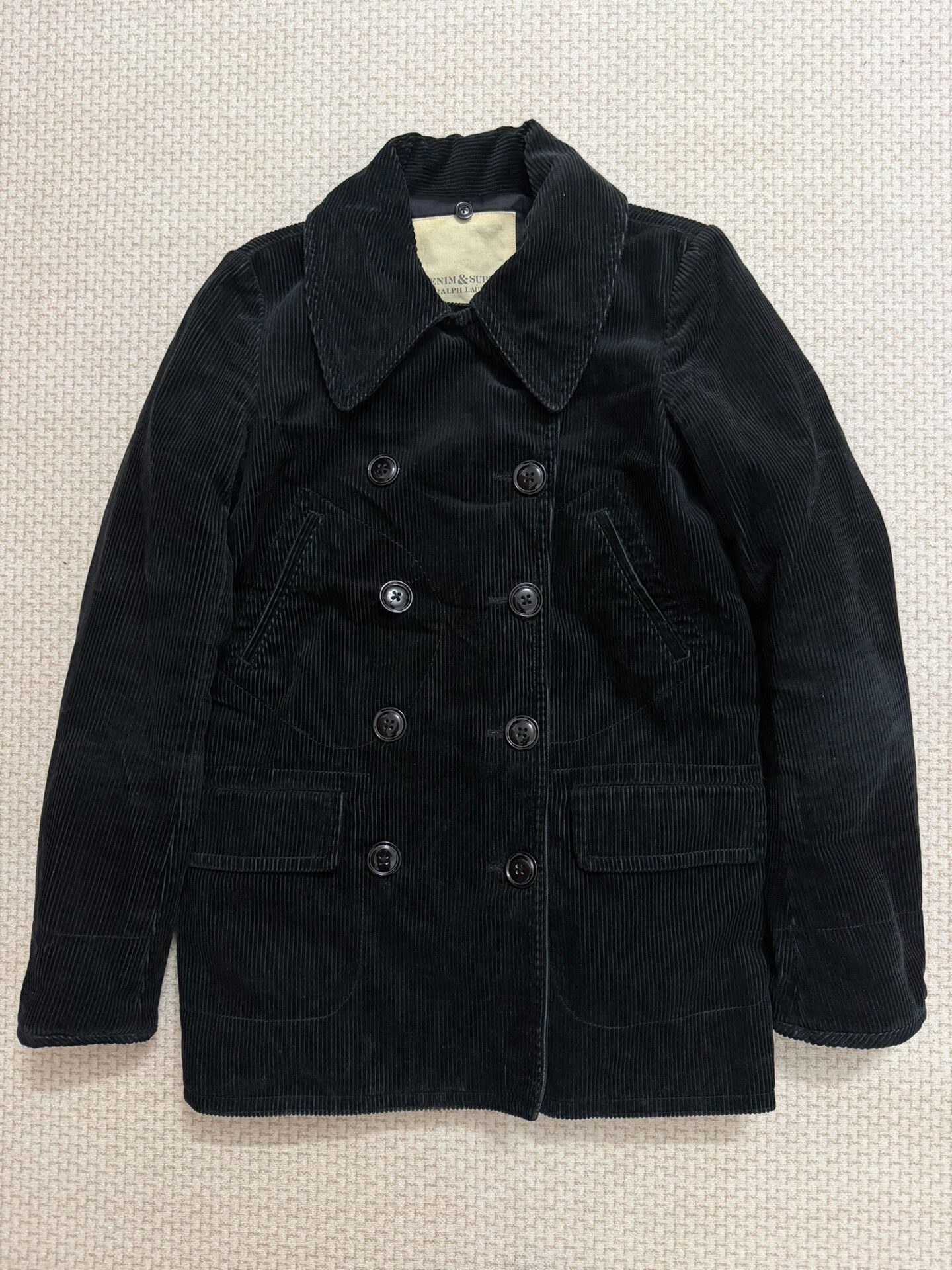 Ralph Lauren RL Women's Black Corduroy Double-Breasted Coat Size M / US 6-8 / IT 42-44 - 1 Thumbnail