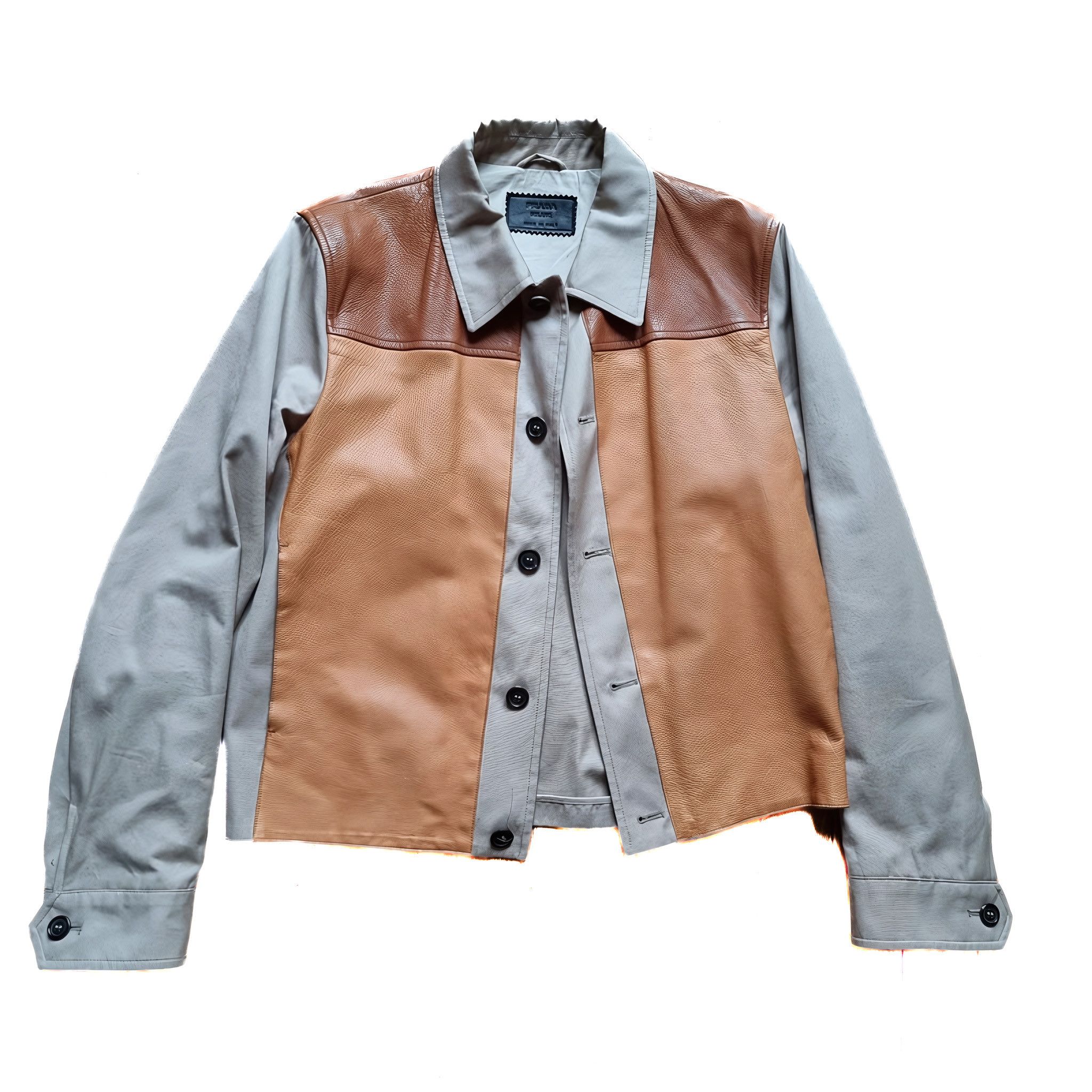 PRADA 2000s Napa leather Harrington JKT