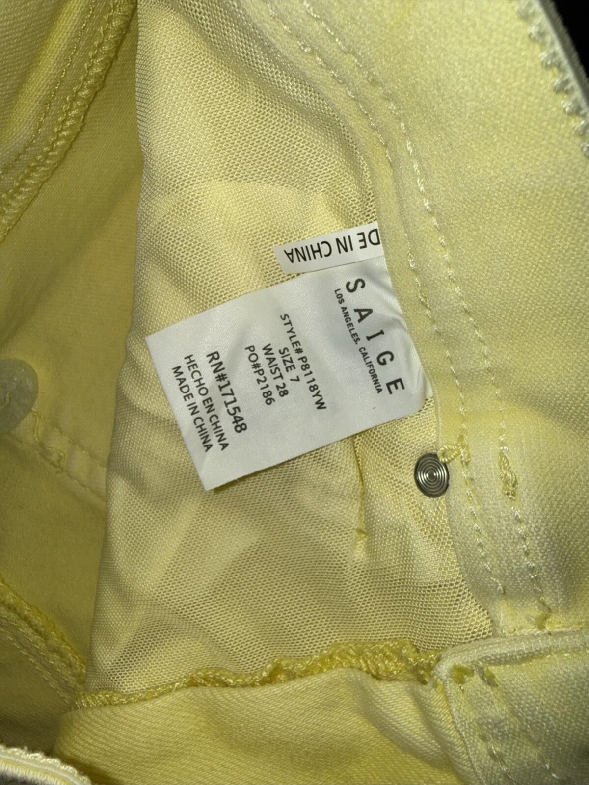 Other Saige Denim Jeans Sz 7/28 Yellow Boot Distressed Hem Stretch Size 28" / US 6 / IT 42 - 3 Thumbnail
