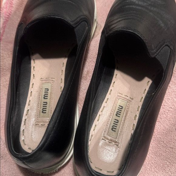Miu Miu Miu Miu Black and Silver Slip-On Loafers Size US 8.5 / IT 38.5 - 4 Thumbnail