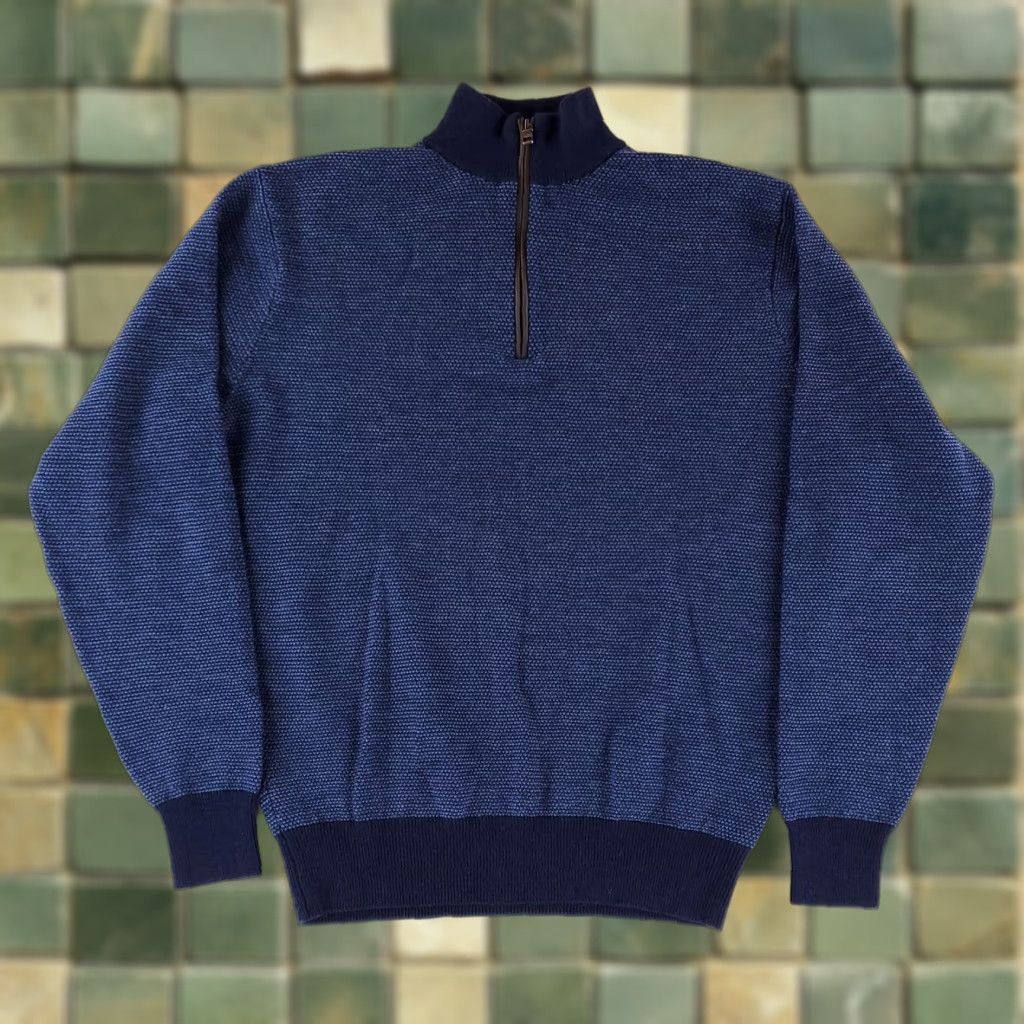 Peter Millar Peter Millar 1/4 Zip Merino Wool Sweater Pullover Long Sleeve Blue Mens M Size US M / EU 48-50 / 2 - 1 Thumbnail