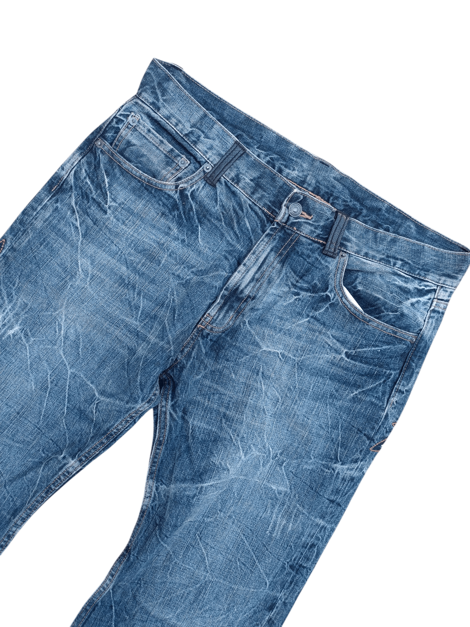 Japanese Brand × Tornado Mart RARE 💥 JAPANESE BRAND WHISKERS DISTRESSED EMBROIDERY DENIM Size US 34 / EU 50 - 12 Thumbnail