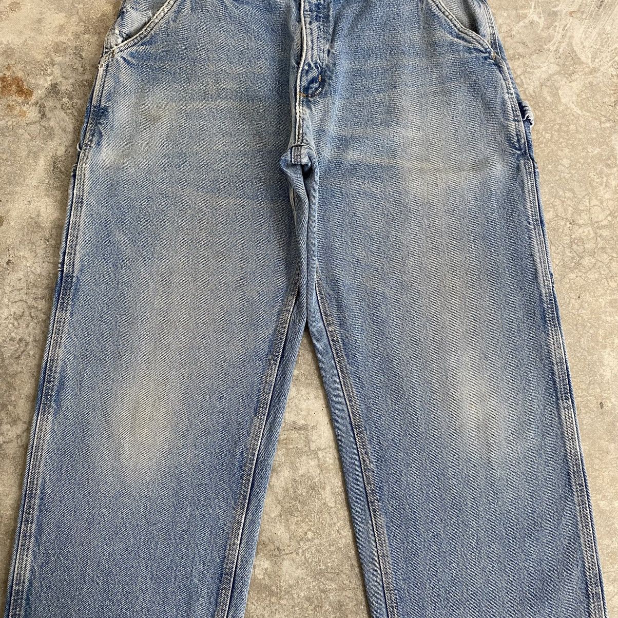 Carhartt VTG Carhartt Blanket Lined Faded Blue Carpenter Denim Jeans Size US 35 - 7 Thumbnail