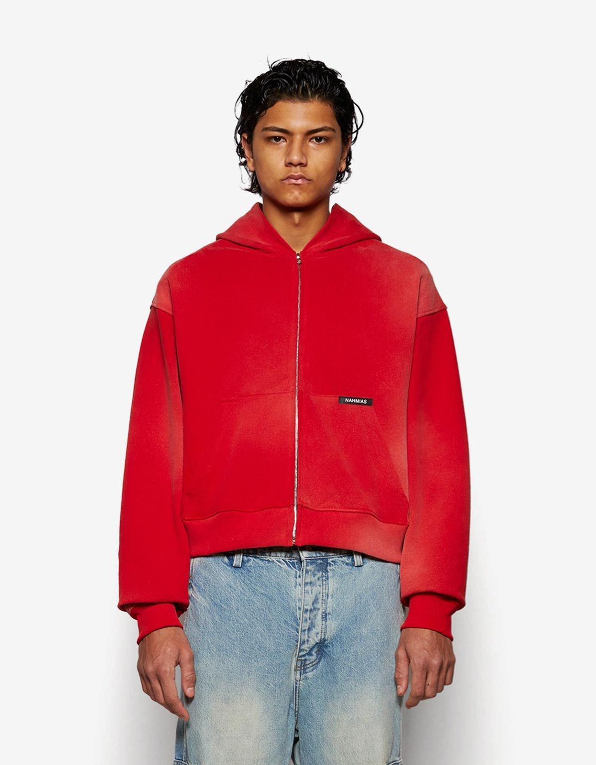 Nahmias Nahmias Red Sunfade Boxy Zip-Up Hoodie Size US XS / EU 42 / 0 - 2 Thumbnail