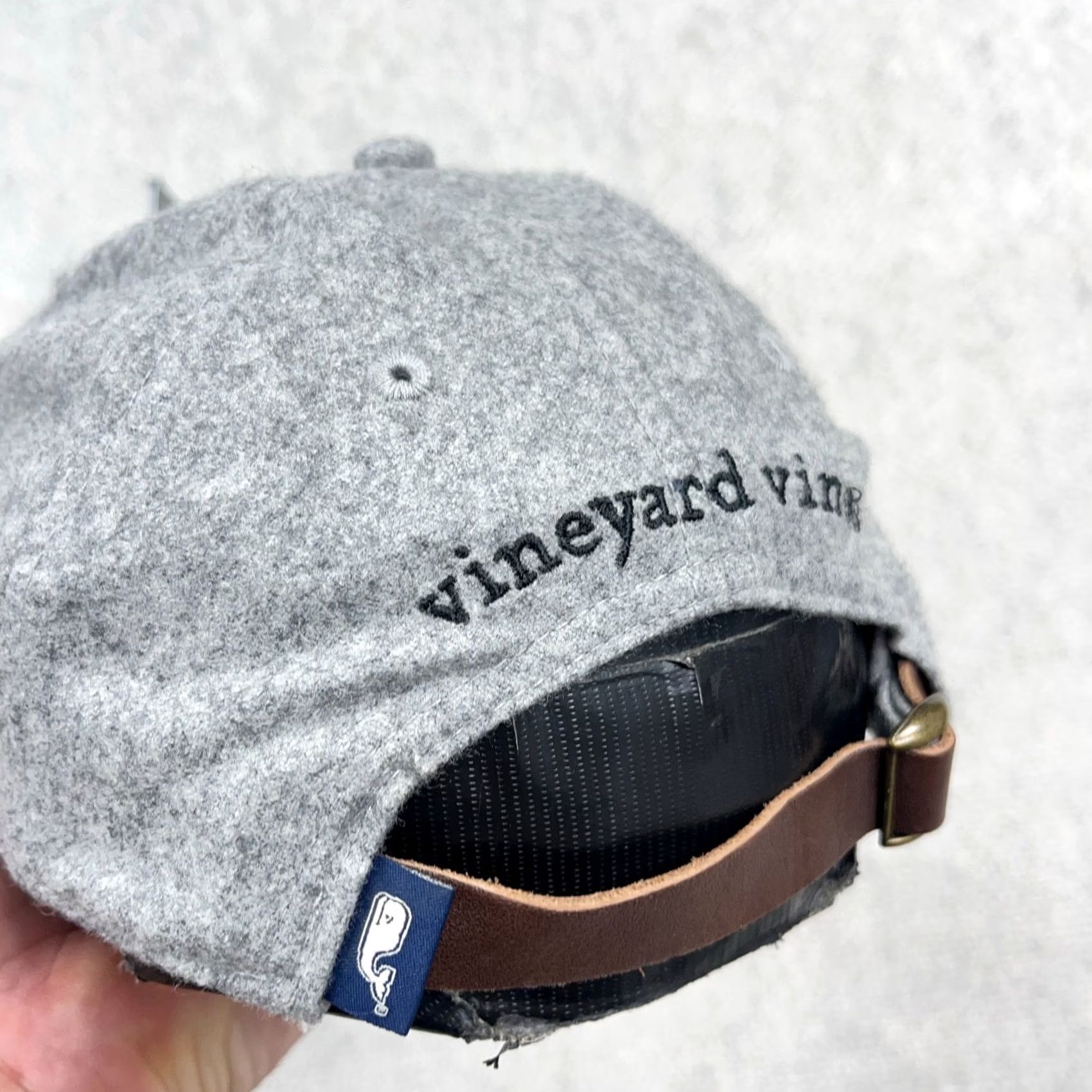 Vineyard Vines Vineyard Vines Hat Cap Wool Heather Gray Leather Strap Back Adjustable Size ONE SIZE - 5 Thumbnail
