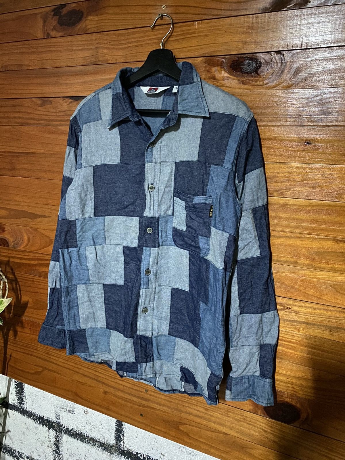 Ben Davis Ben Davis Patchwork Chambray Shirt Indigo Workwear Shirt Size US M / EU 48-50 / 2 - 4 Thumbnail
