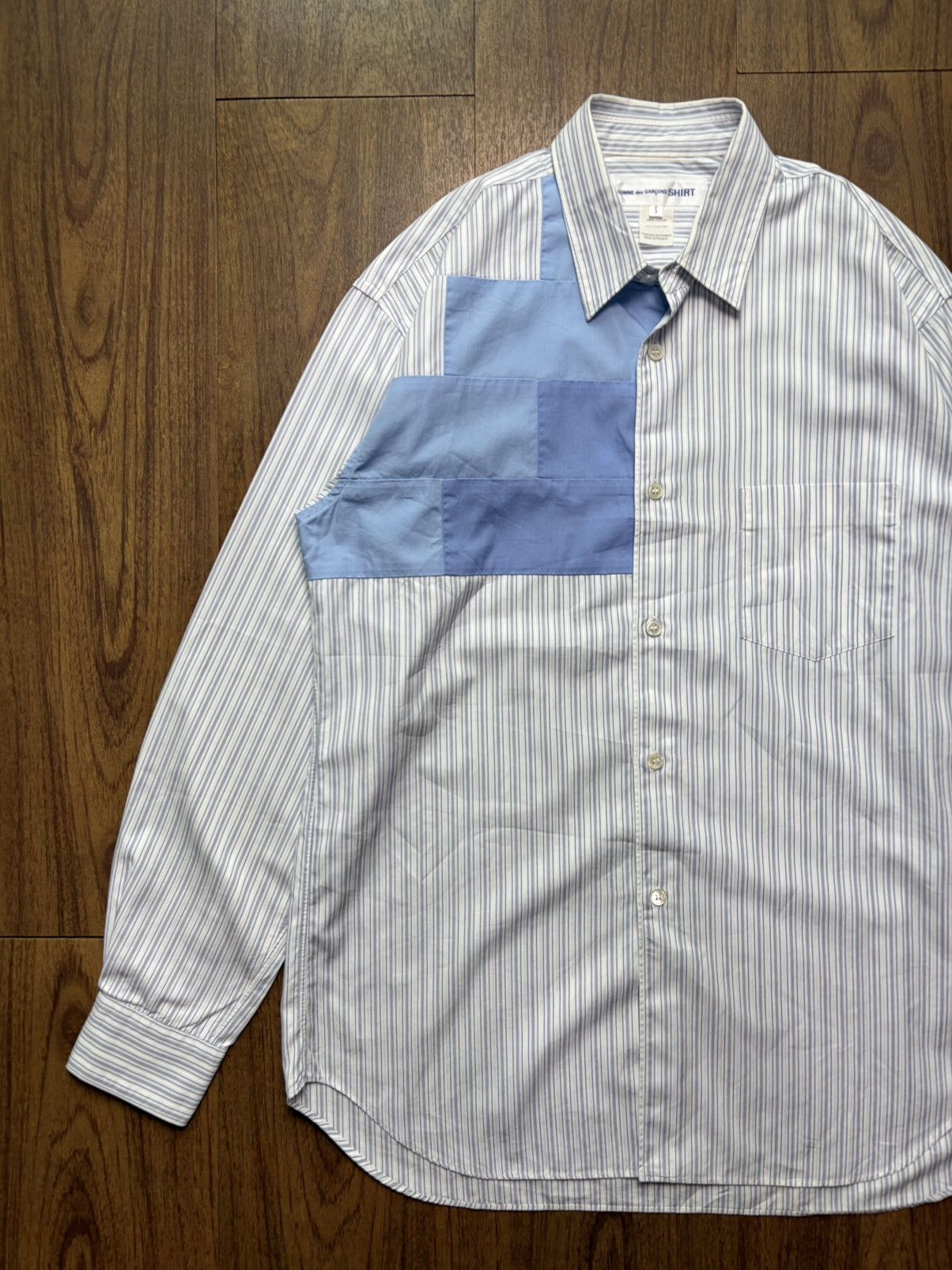 Comme des Garcons SHIRT FREE TAX! CDG Striped Patchwork Shirt Size US S / EU 44-46 / 1 - 2 Thumbnail