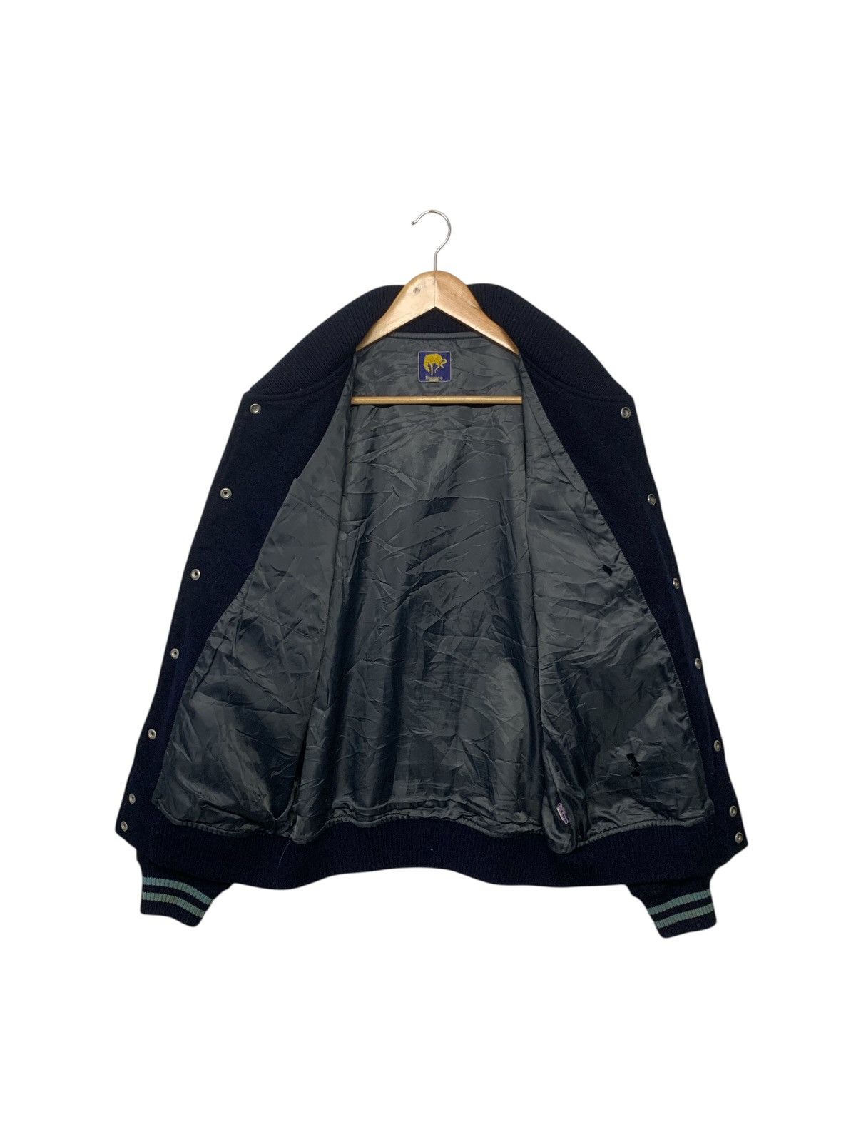 Leather × Vintage Vintage 90's Bronco New York Varsity Jacket Size US L / EU 52-54 / 3 - 3 Thumbnail