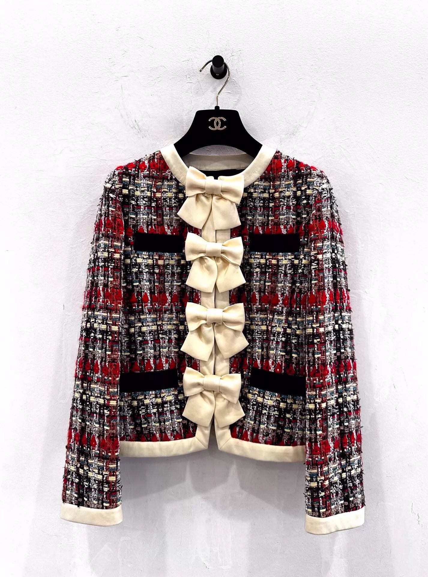 Gucci Gucci Color-Blocked Tweed White Bow Logo Cardigan Women's 38 Size XS / US 0-2 / IT 36-38 - 1 Thumbnail