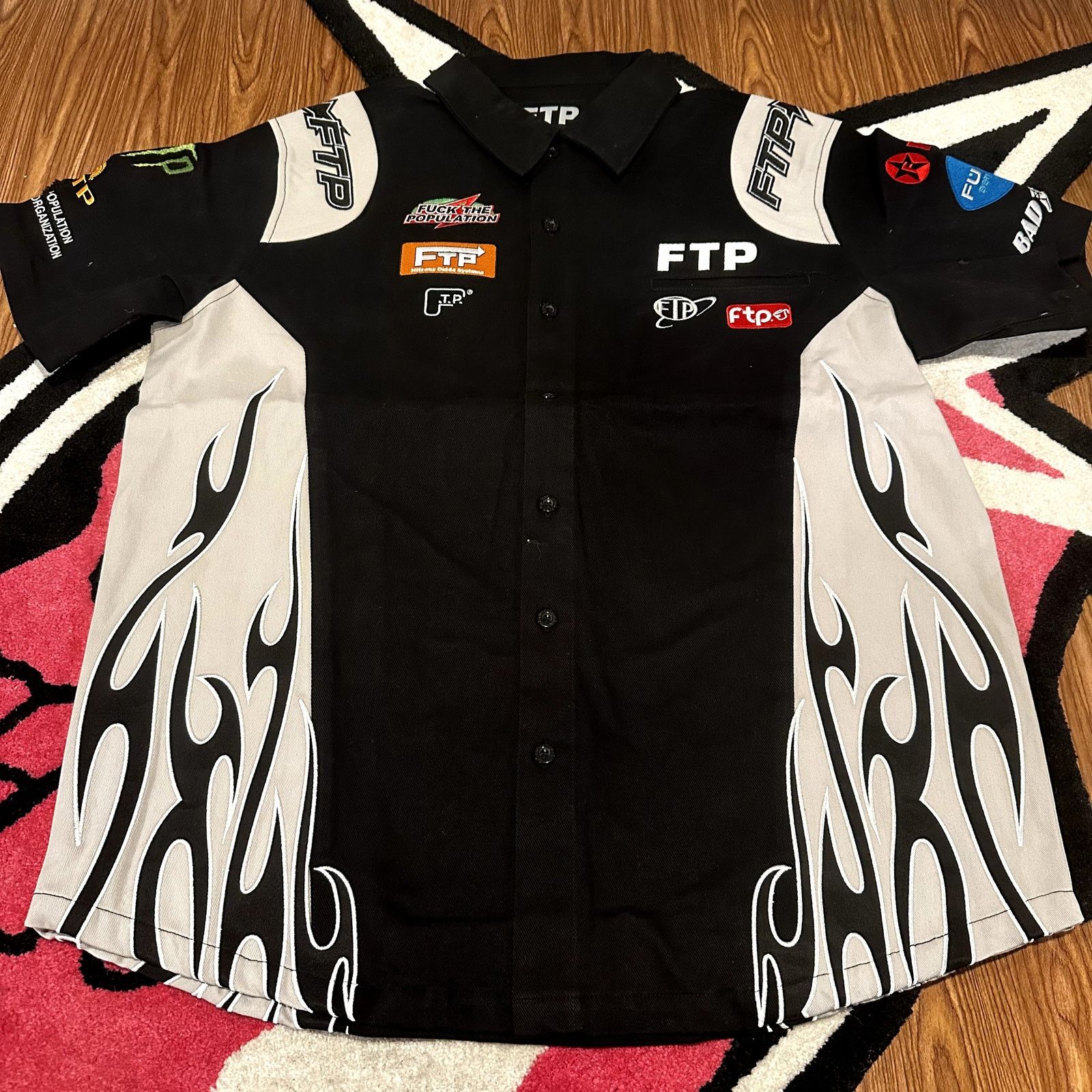 Fuck The Population FTP Raceway Button Up Shirt – Black – Large – Brand New Size US L / EU 52-54 / 3 - 2 Thumbnail