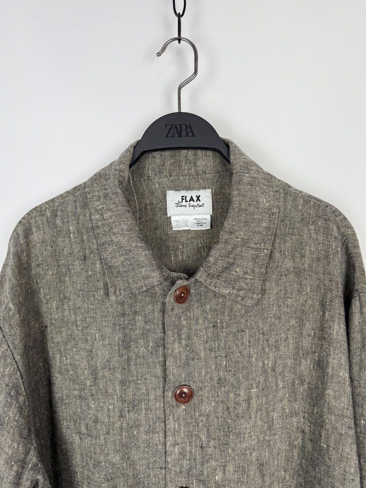 Vintage 1990s Vintage FLAX by Jeanne Engelhart Linen Chore Jacket Size L / US 10 / IT 46 - 5 Thumbnail