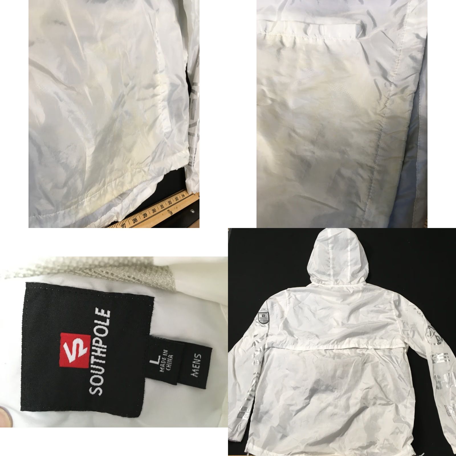 Southpole VINTAGE Southpole Jacket Men Large White Hooded Windbreaker Zip Pockets Kangaroo Pocket Casual Travel 90s Style Mens Size US L / EU 52-54 / 3 - 8 Thumbnail