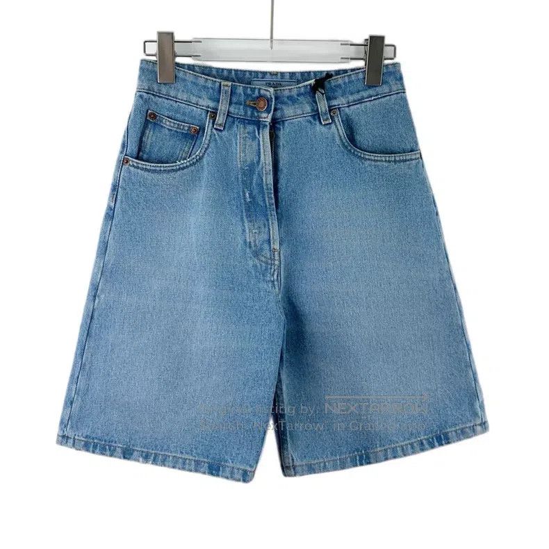 Prada Prada Blue washed triangle cotton casual denim shorts Size 25" / US 0 / IT 36 - 1 Thumbnail
