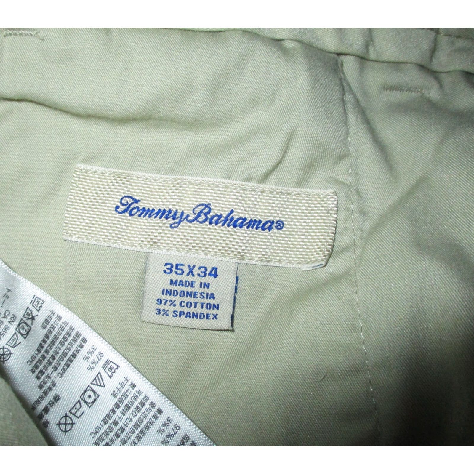 Tommy Bahama TOMMY BAHAMA Beige Straight Chino Pants 35W 34L Mens Regular 35 10" Rise Cotton Blend 97% Cotton 3% Spandex Front Flat 5-Pocket Size US 35 - 5 Thumbnail