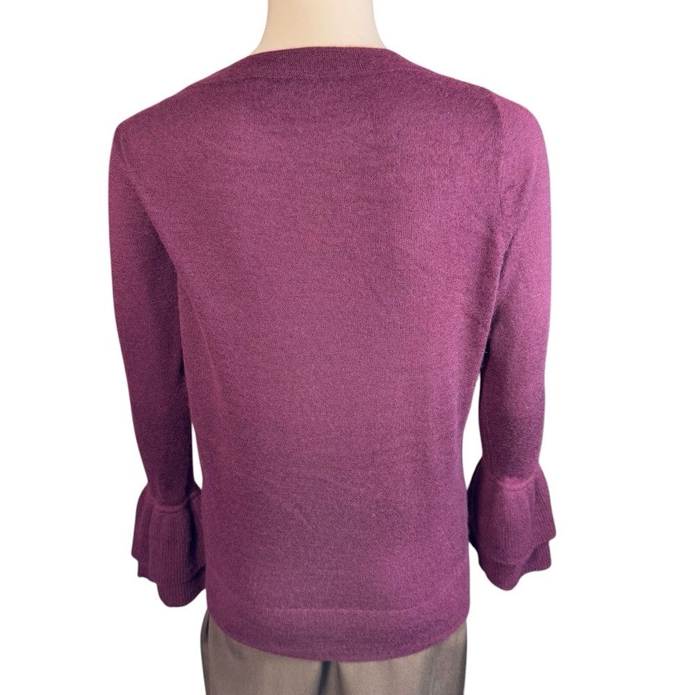 J.Crew J.Crew Cashmere Boatneck Ruffle-Sleeve Burgundy Sweater Siz Size S / US 4 / IT 40 - 4 Thumbnail