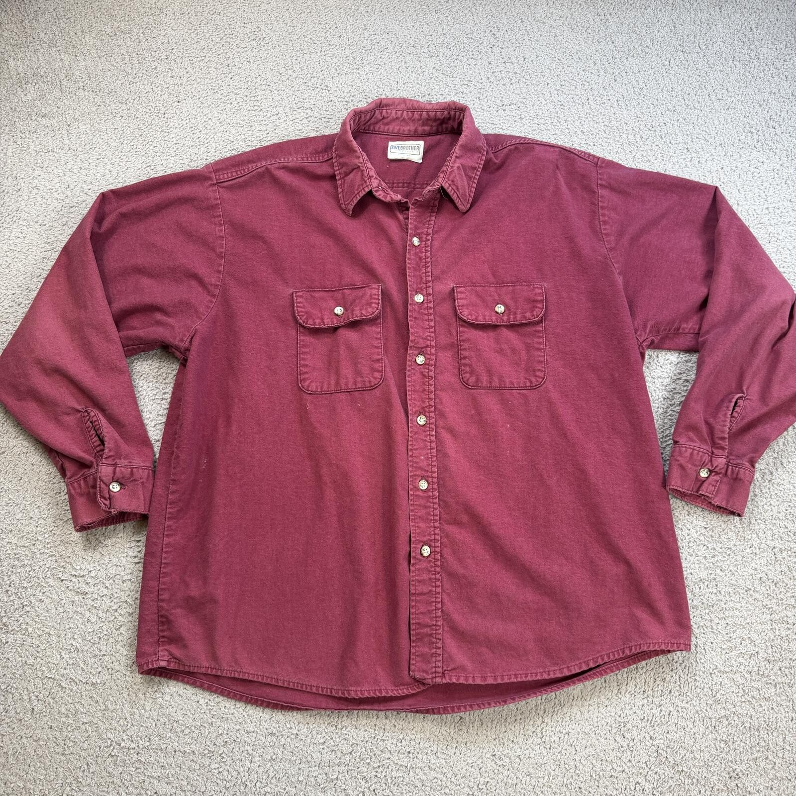FiveBrother Vintage Five Brother Work Shirt Made In USA Red Button Up XL Size US XL / EU 56 / 4 - 1 Thumbnail