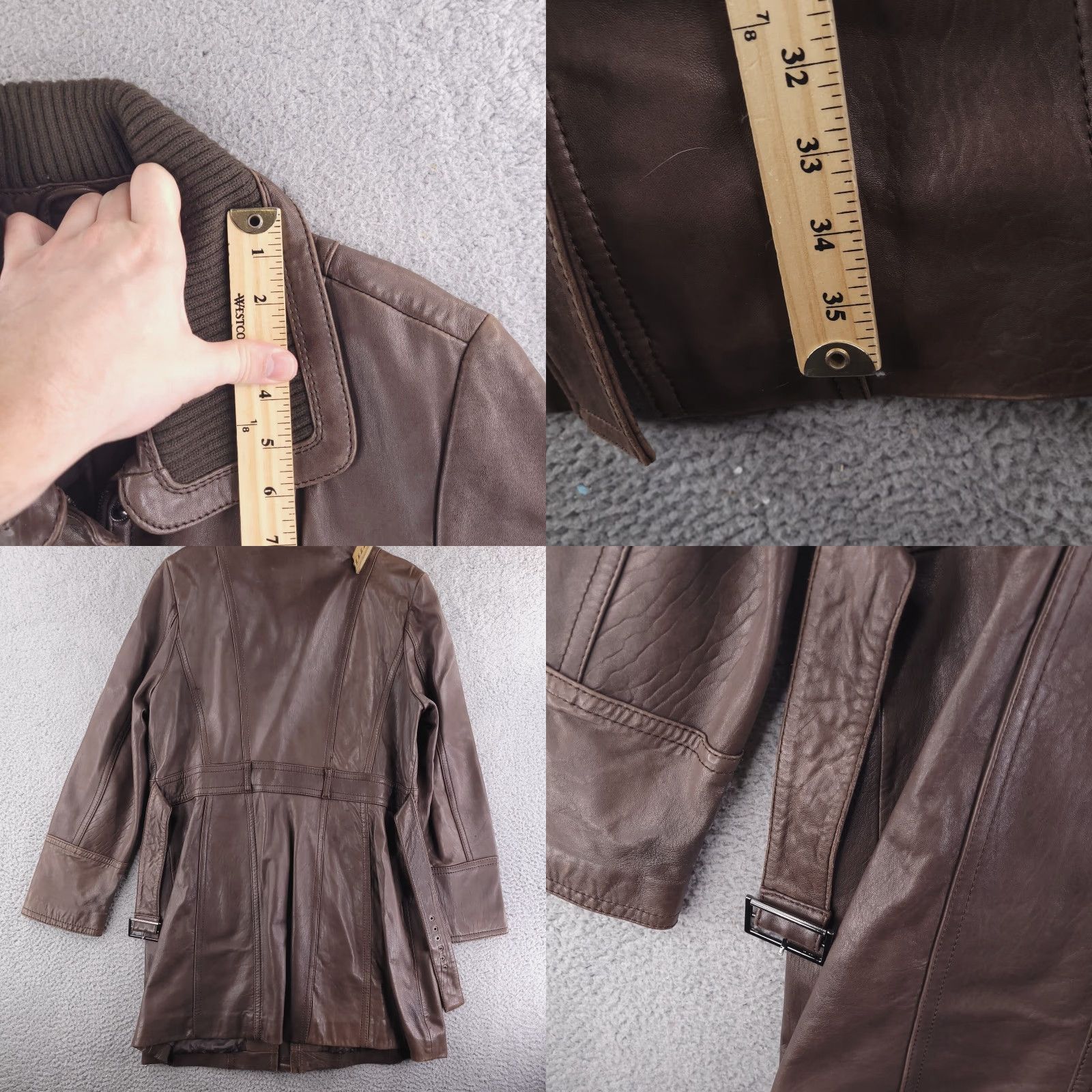 Jones New York Jones New York Coat Womens Medium Leather Brown Trench Long Real Genuine Size M / US 6-8 / IT 42-44 - 8 Thumbnail