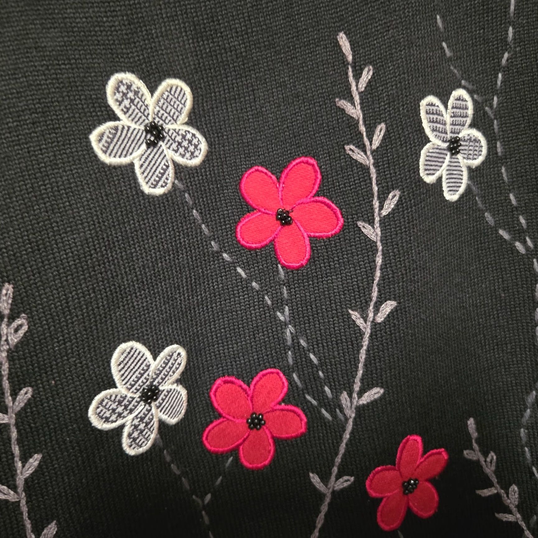 Vintage VINTAGE Alfred Dunner Womens 3X Black Sweater Floral Beaded Shoulder Pads Knit Pullover Crew Neck Long Sleeve Autumn Winter Womens Size XXL / US 16-18 / IT 52-54 - 5 Thumbnail