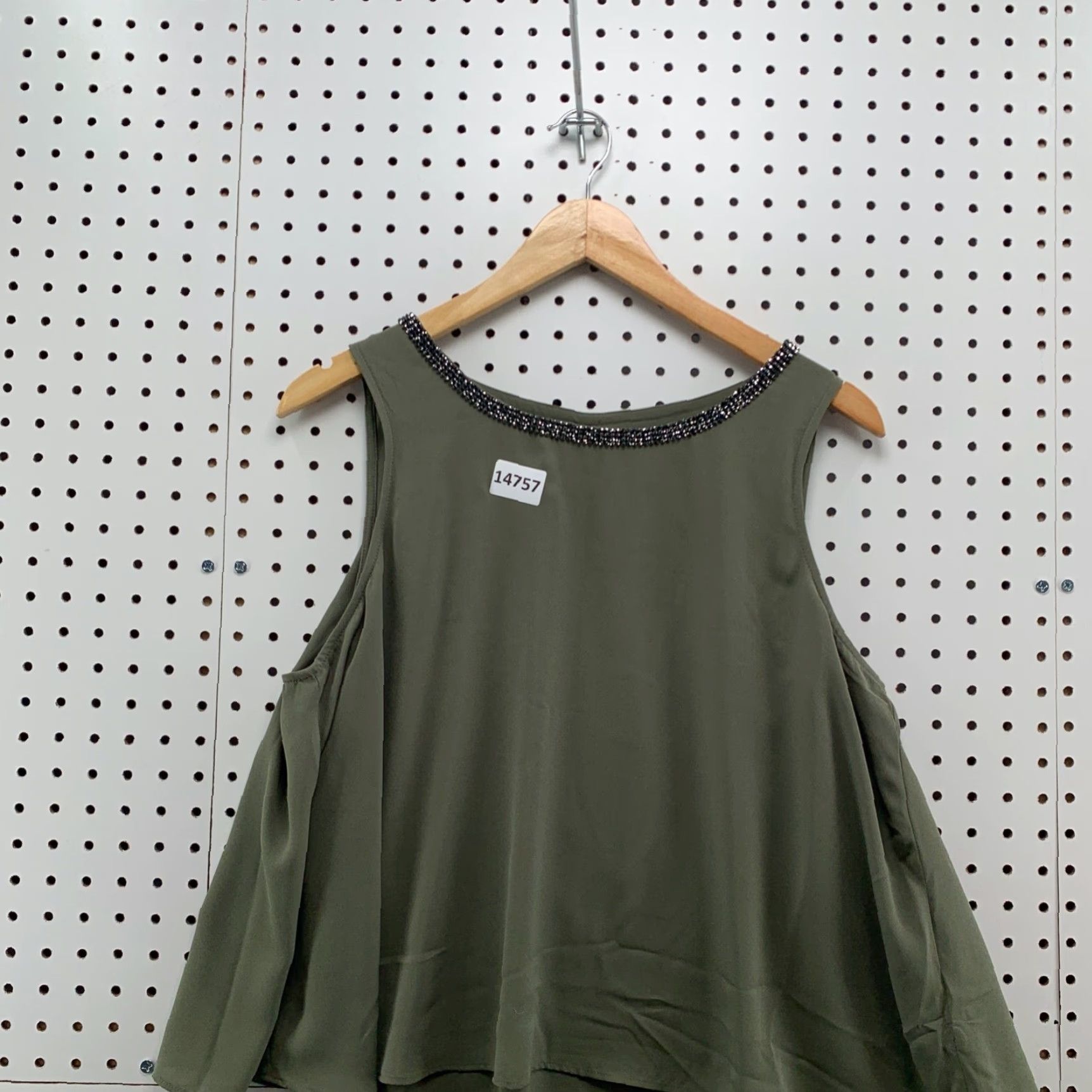 Juicy Couture Juicy Couture Womens Top Sleeveless Large Olive Green Layered Ruffle Embellished Size L / US 10 / IT 46 - 2 Thumbnail