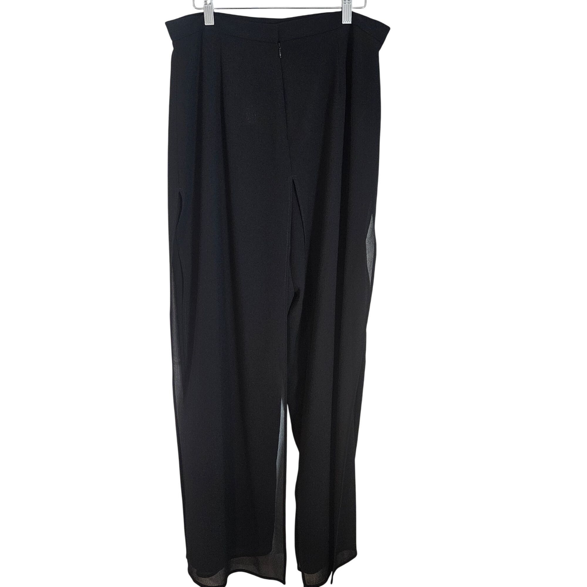 Other J.R. Nites Womens Black Wide-Leg Sheer Overlay Pants 14 Cock Size 36" / US 14 / IT 50 - 2 Thumbnail