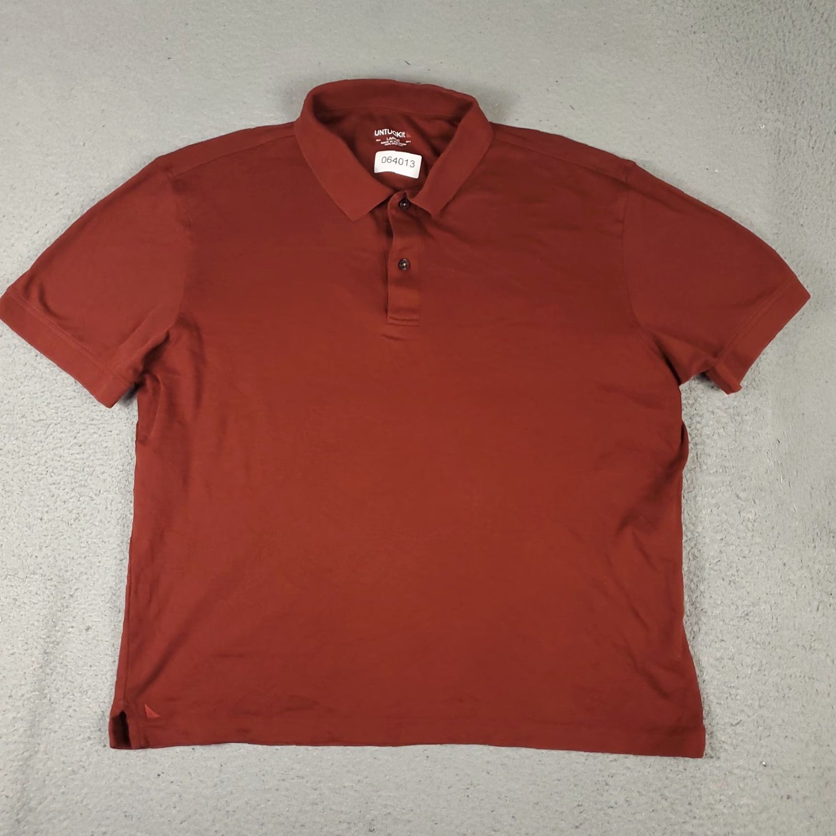 UNTUCKit UNTUCKit Polo Shirt Mens L Rust Color Solid Short Sleeve Polo Shirt UNTUCKit Mens Polo Shirt Color Red P Size US L / EU 52-54 / 3 - 2 Thumbnail
