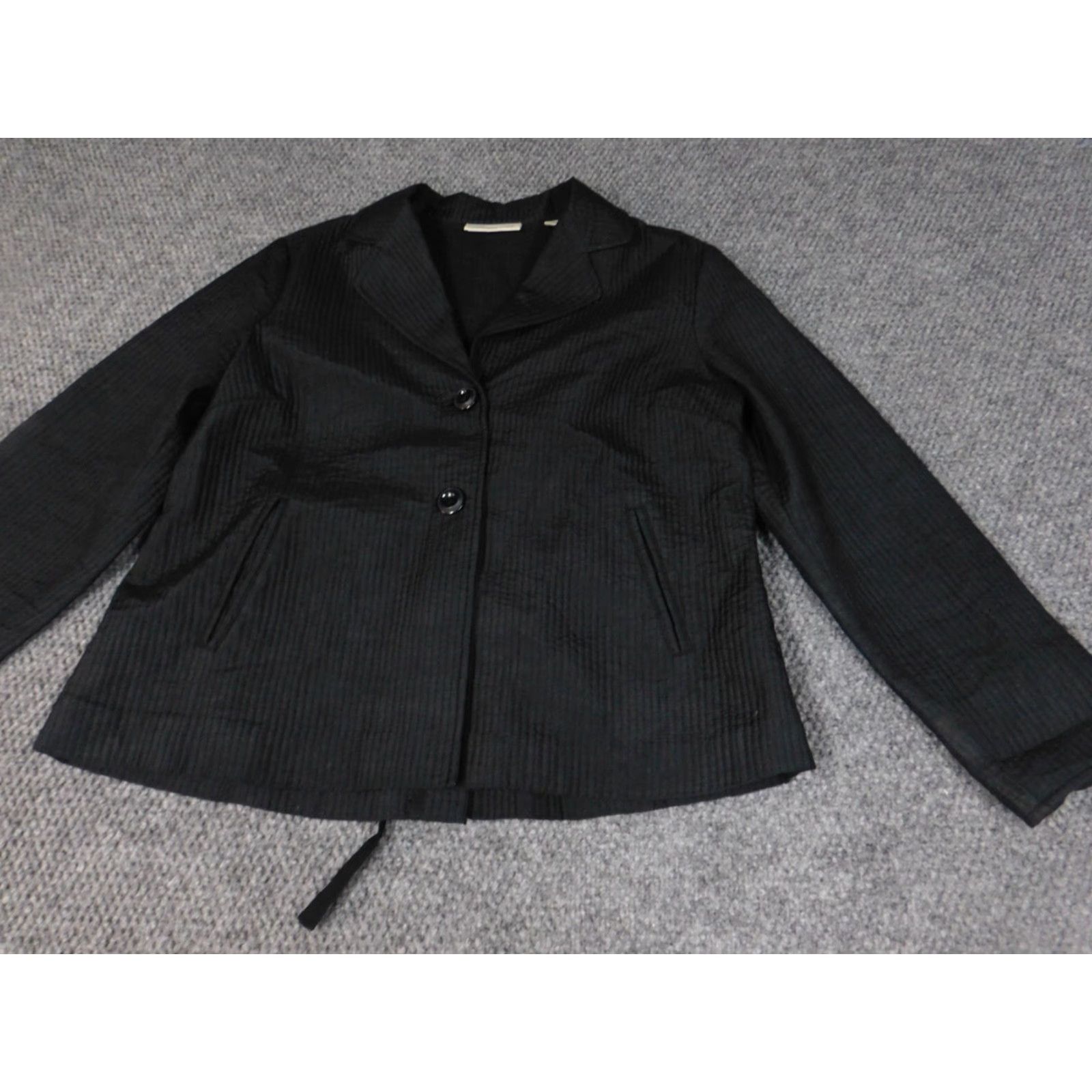 Coldwater Creek Coldwater Creek Womens Jacket Blazer 14P Petites Black Silk Lining Long Sleeve Collared Denim Cotton Solid Peanuts Theme Vintage No Size XL / US 12-14 / IT 48-50 - 3 Thumbnail