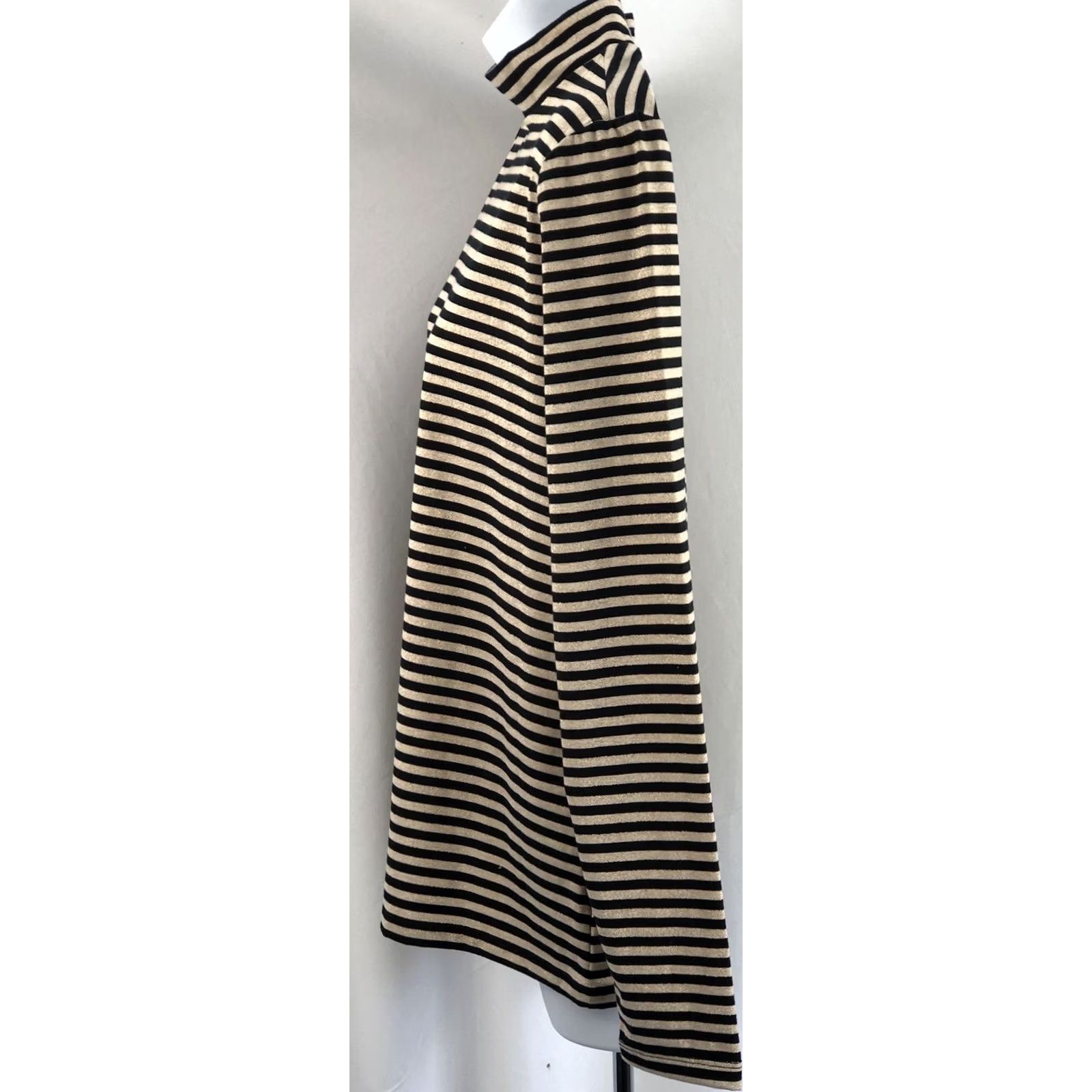 Charter Club Charter Club Turtleneck Top PL Gold Black Stripe Long Sleeve Rayon Knit Size L / US 10 / IT 46 - 2 Thumbnail