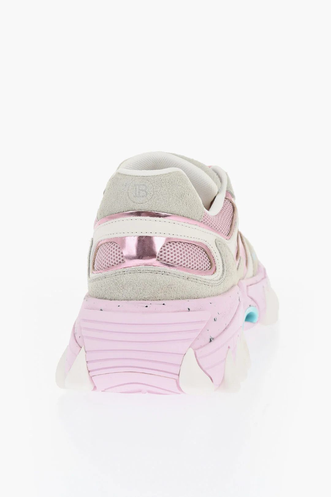 Balmain og1mm0326 Mesh & Suede Low-Top Sneakers in Pink Size US 6 / IT 36 - 3 Thumbnail