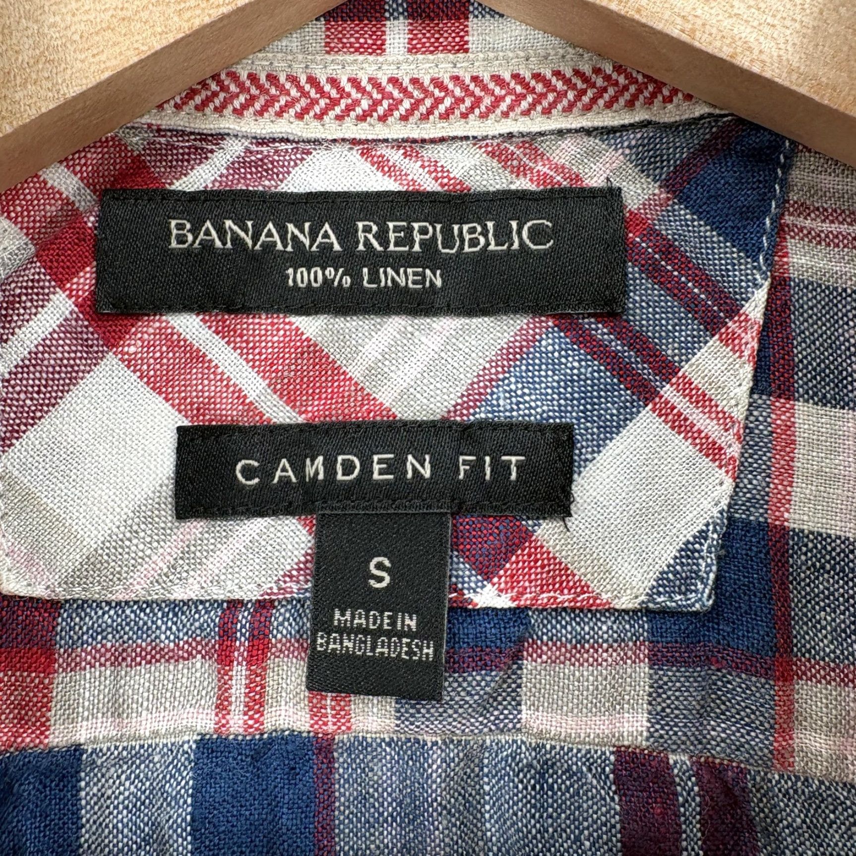 Banana Republic Banana Republic Shirt Mens Small Red Blue Plaid Linen Long Sleeve Camden Fit Size US S / EU 44-46 / 1 - 4 Thumbnail