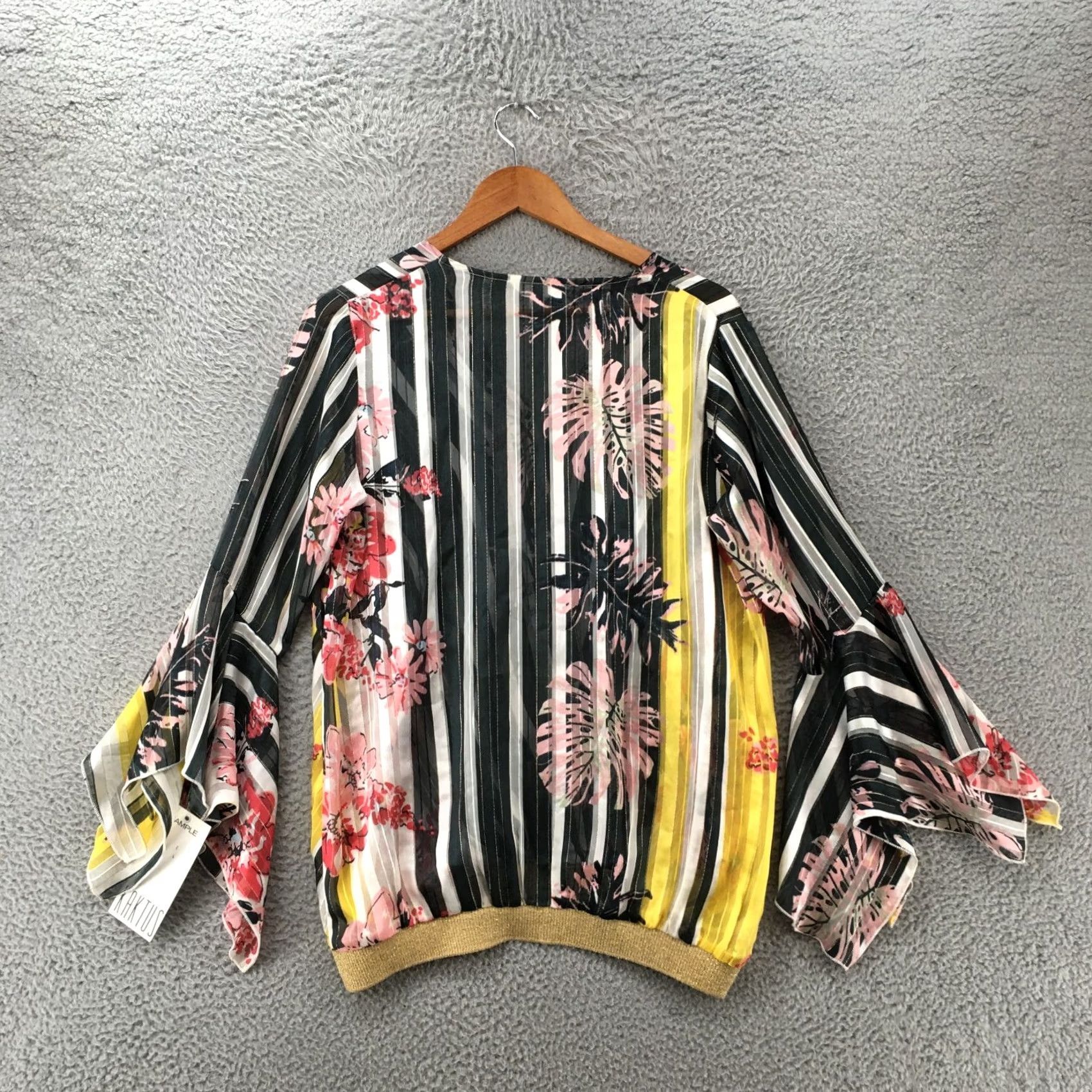 Bell Kaktus Bell Sleeve Blouse Top Womens S Multicolor Striped Vneck Pullover Casual Shirt Size S / US 4 / IT 40 - 7 Thumbnail